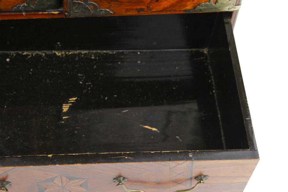 Japanese Wooden Jewelry Box with Marquetry and Inlay