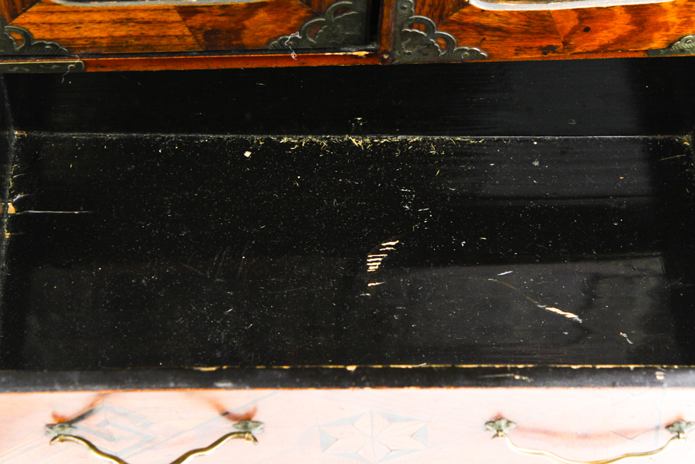 Japanese Wooden Jewelry Box with Marquetry and Inlay