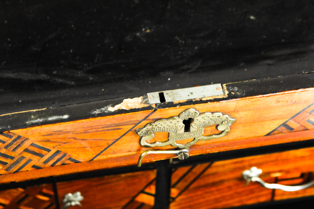 Japanese Wooden Jewelry Box with Marquetry and Inlay