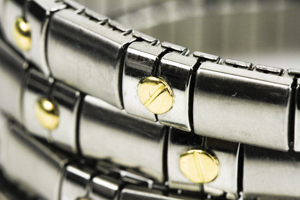 Set of Stainless Steel Stretch Bracelets With 18K Yellow Gold and Natural Stone Accents