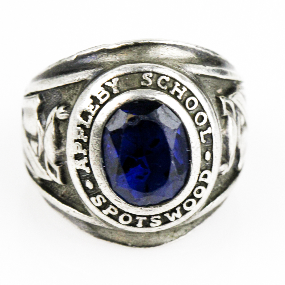 1966 Sterling Silver and Synthetic Sapphire Class Ring/Pendant