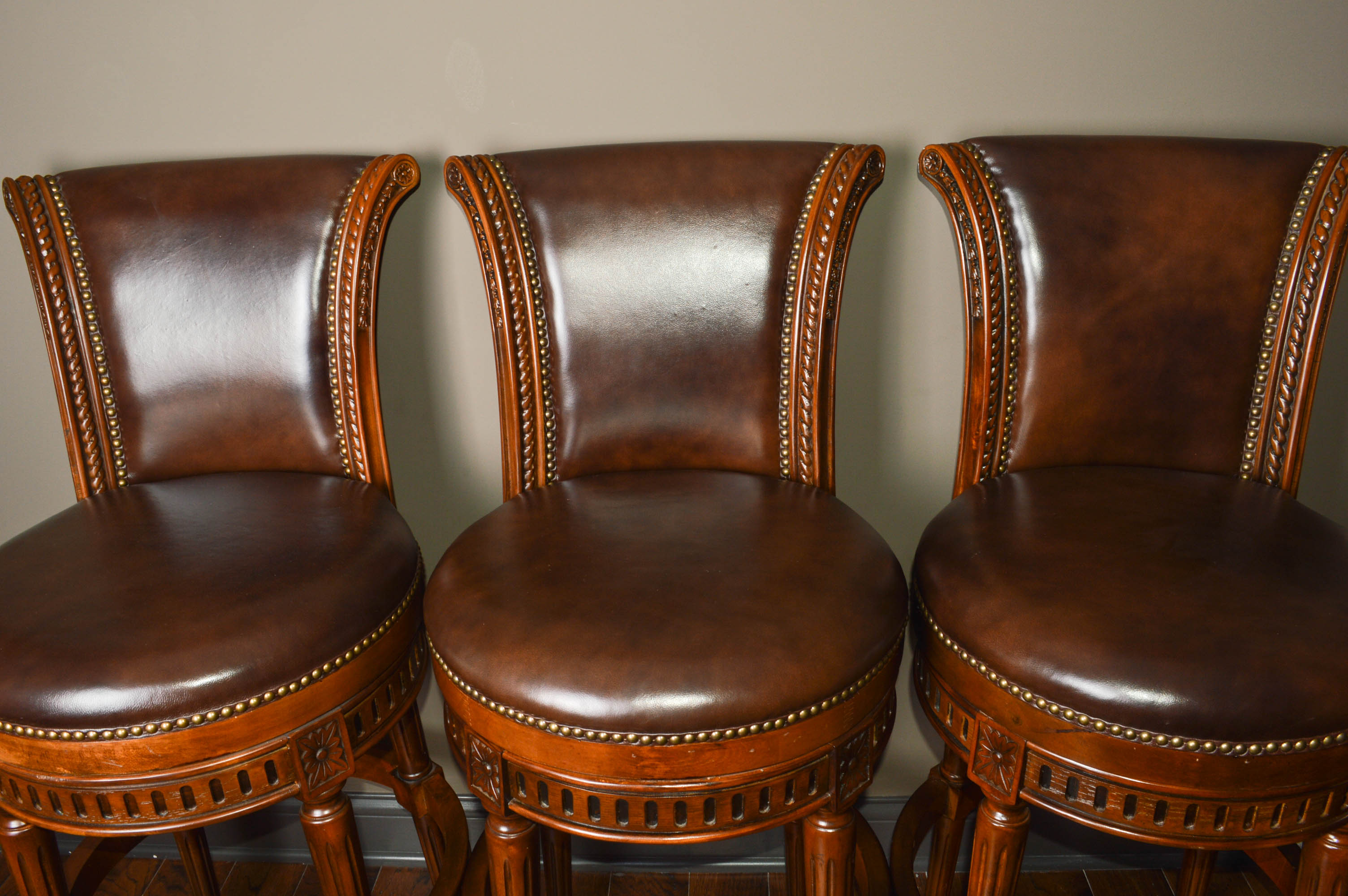 Three Frontgate 'Manchester' Swivel Bar Stools