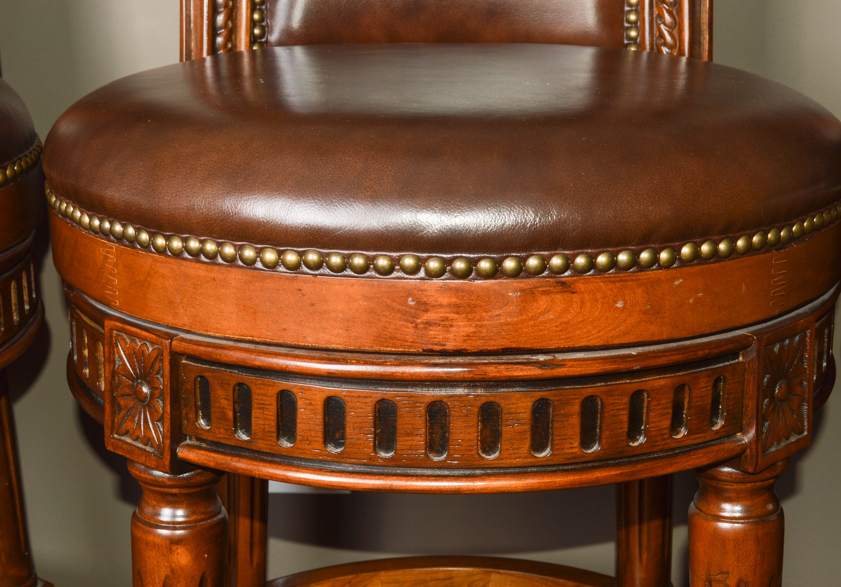 Three Frontgate 'Manchester' Swivel Bar Stools