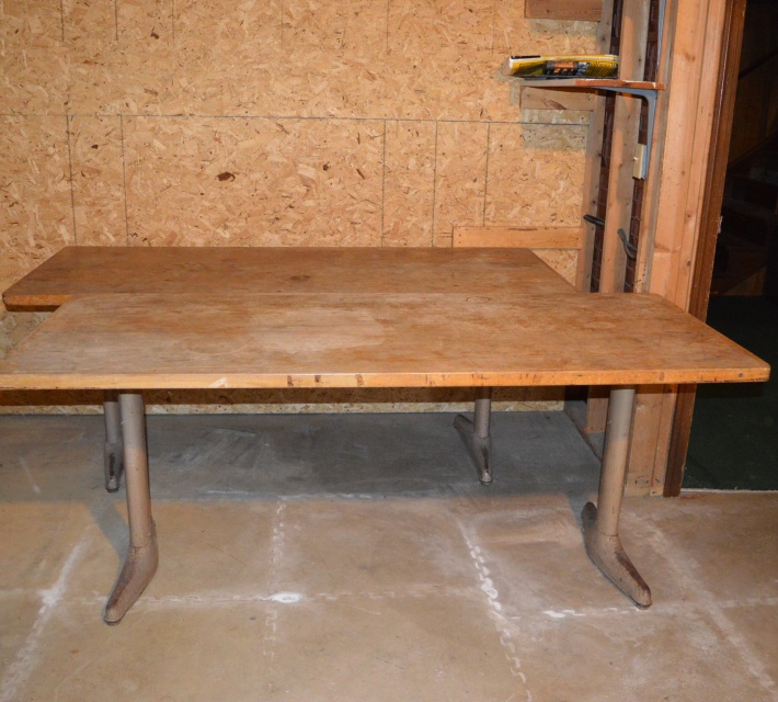 Vintage School Cafeteria Wood Top Tables
