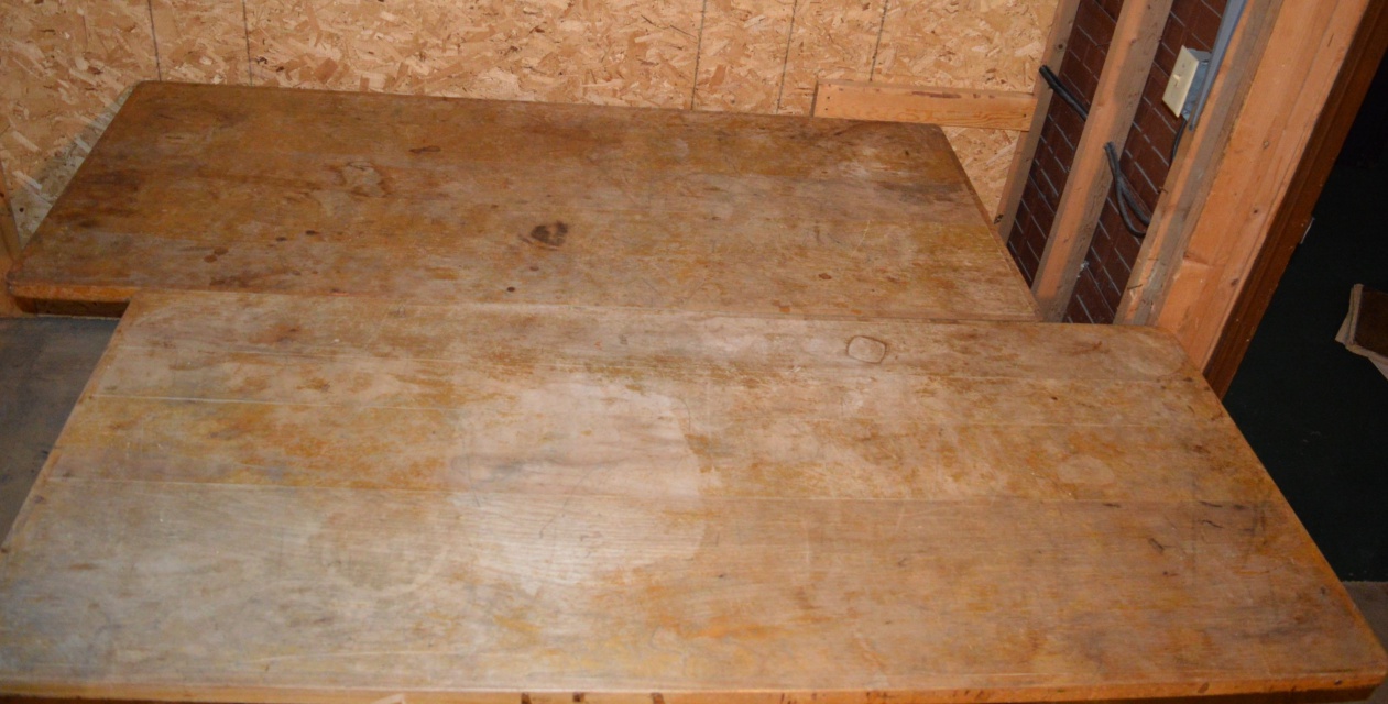 Vintage School Cafeteria Wood Top Tables