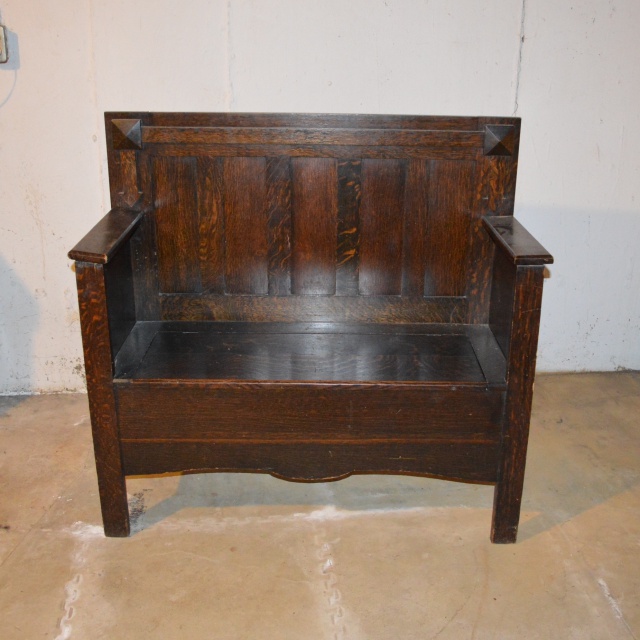 Antique Mission Style Oak Bench