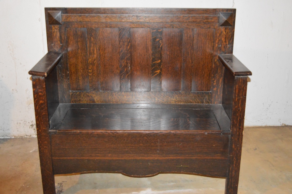 Antique Mission Style Oak Bench
