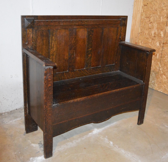 Antique Mission Style Oak Bench