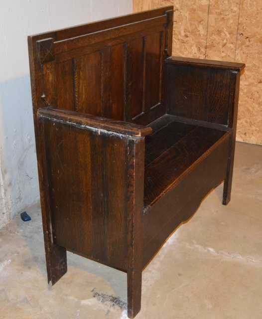 Antique Mission Style Oak Bench