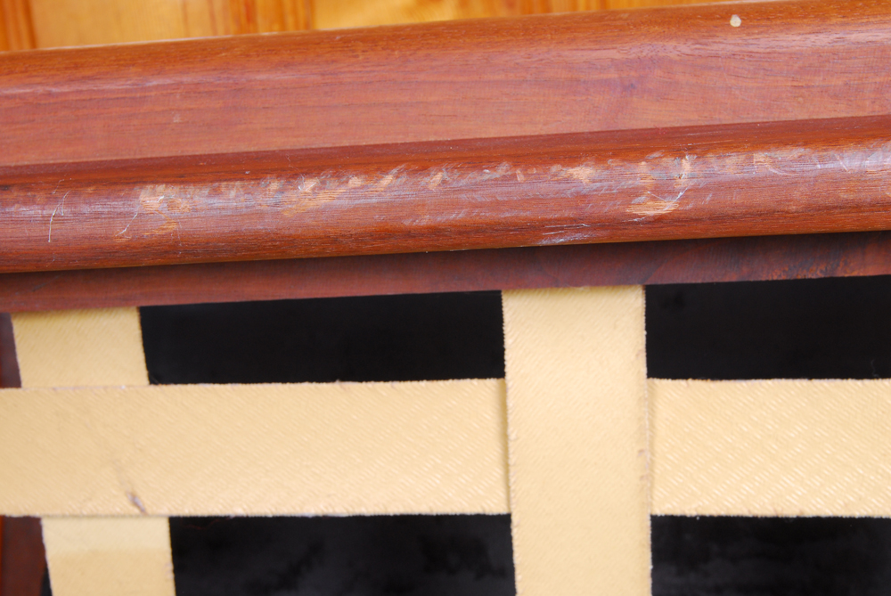 Mid-Century Modern Wood Armchair with Velvet Cushions