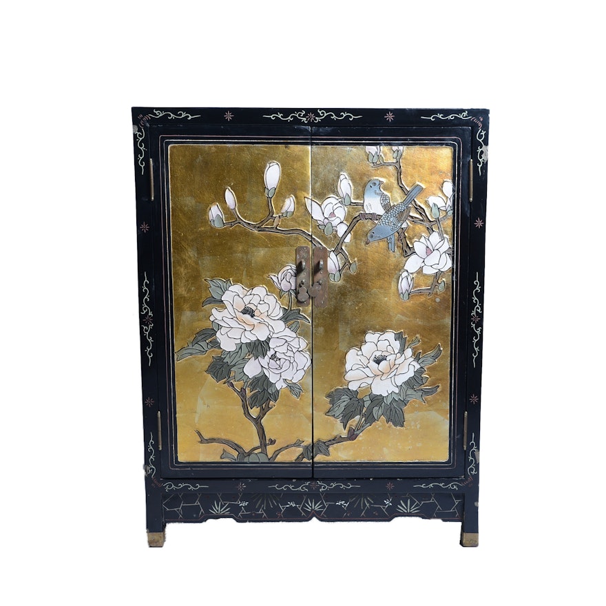Small Chinese Black and Gold Lacquered Chest