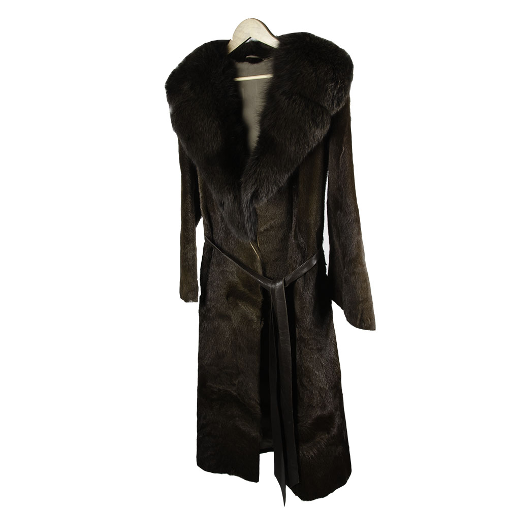 Vintage 1970s Women's German Fox Fur Collared Coat