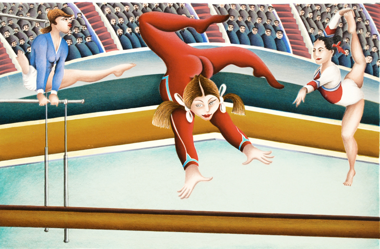 Yuval Mahler Limited Edition Lithograph titled "Gymnast"