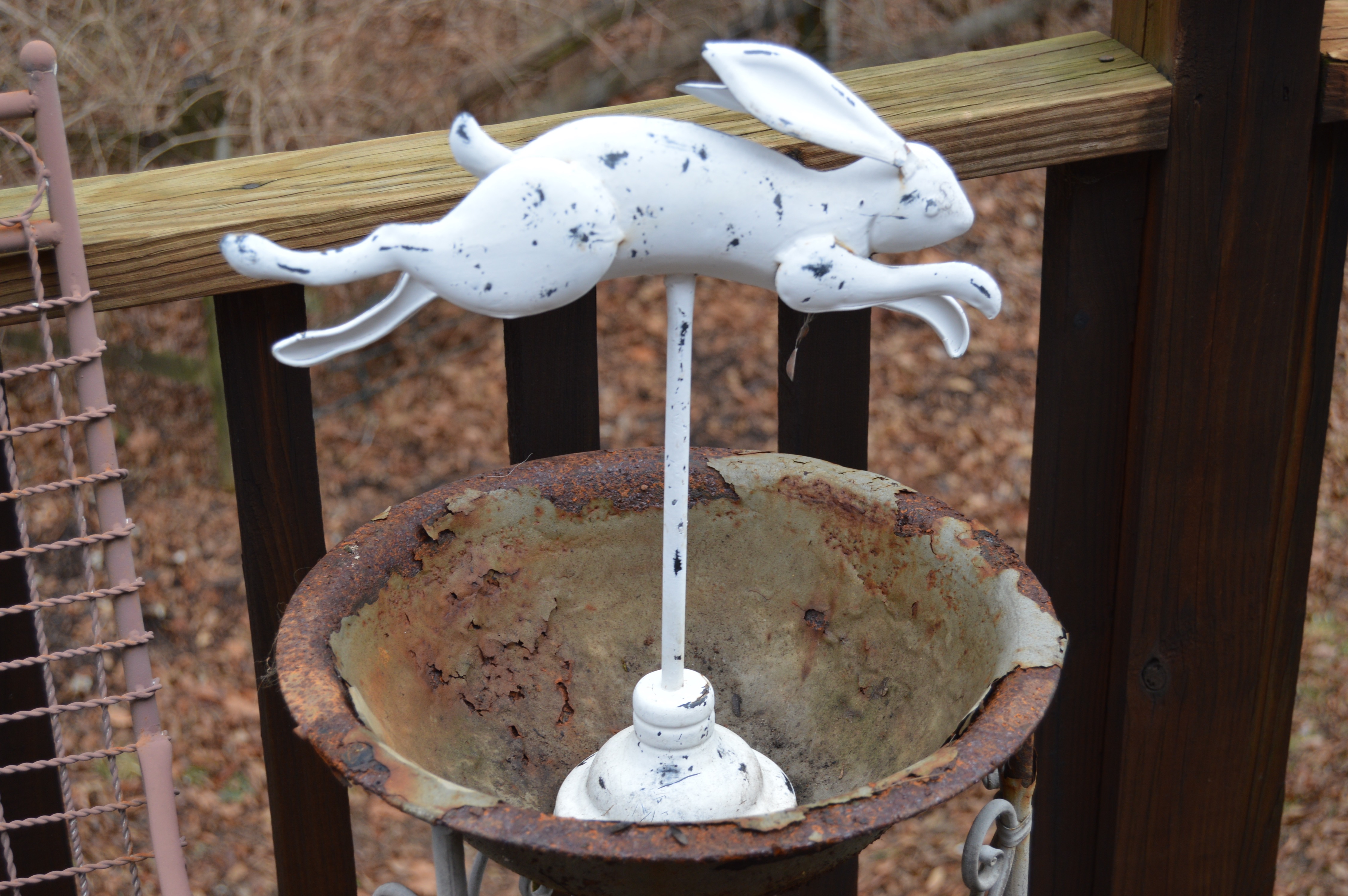 Wrought Iron Outdoor Decor Assortment and Chair