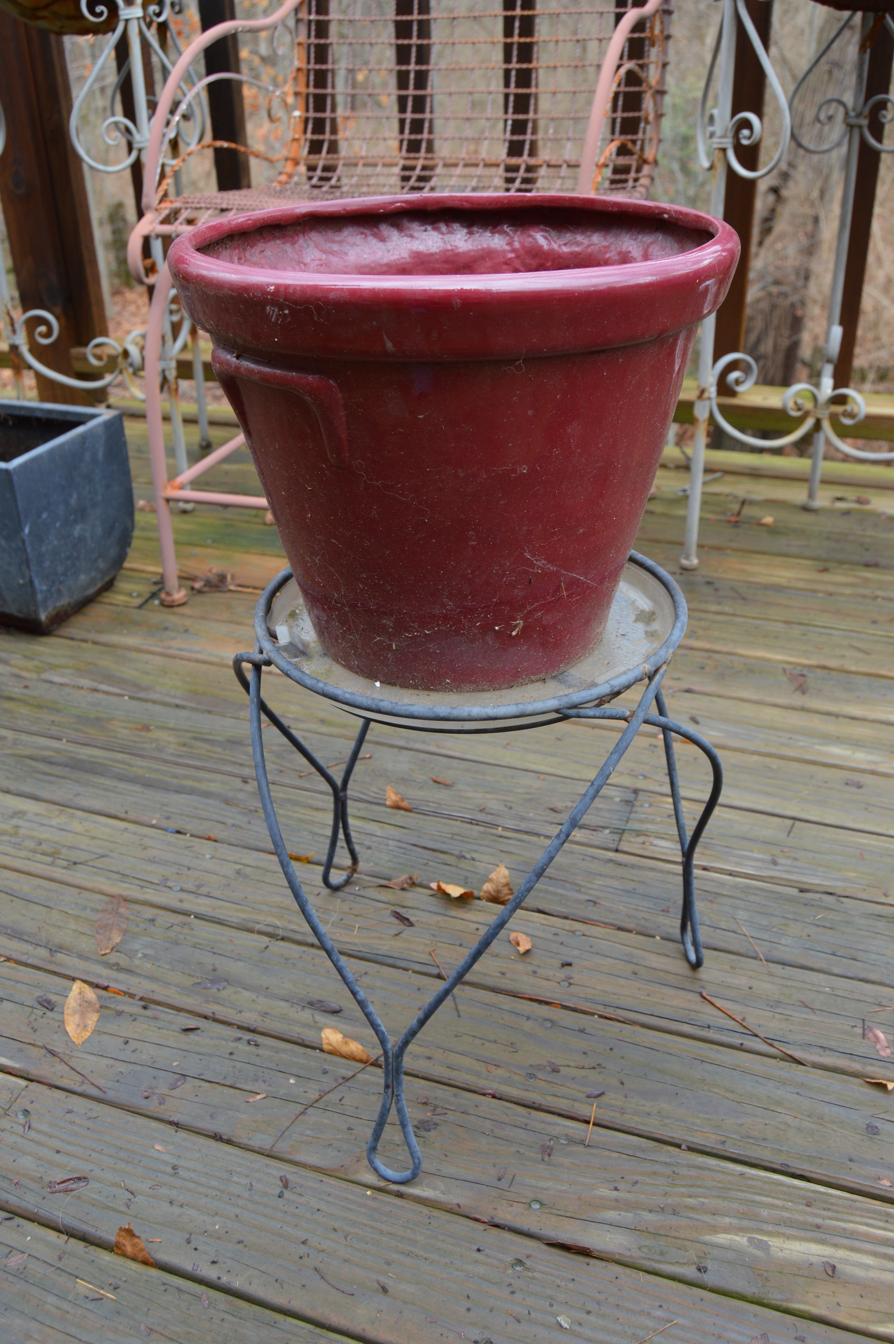 Wrought Iron Outdoor Decor Assortment and Chair