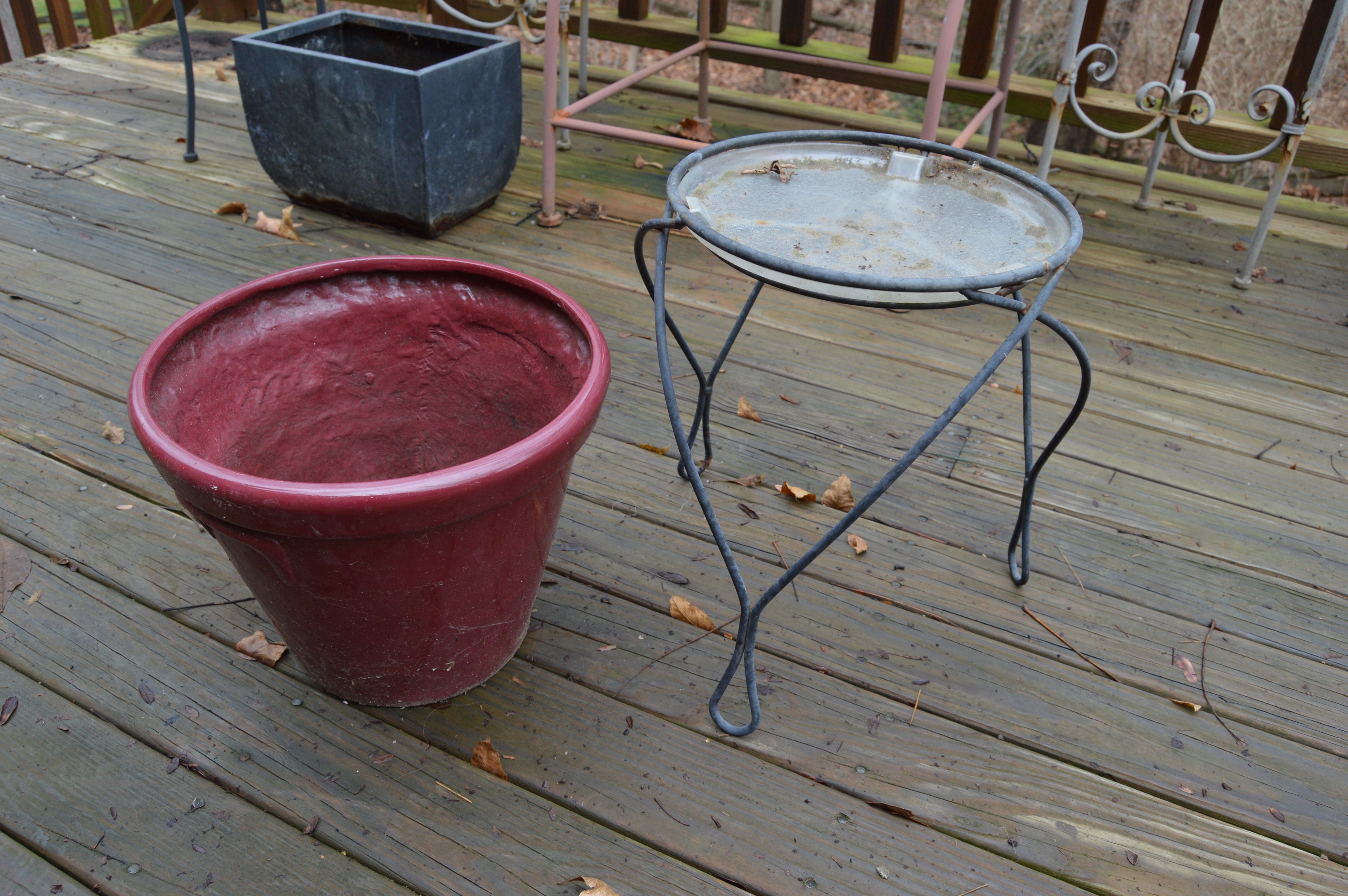 Wrought Iron Outdoor Decor Assortment and Chair