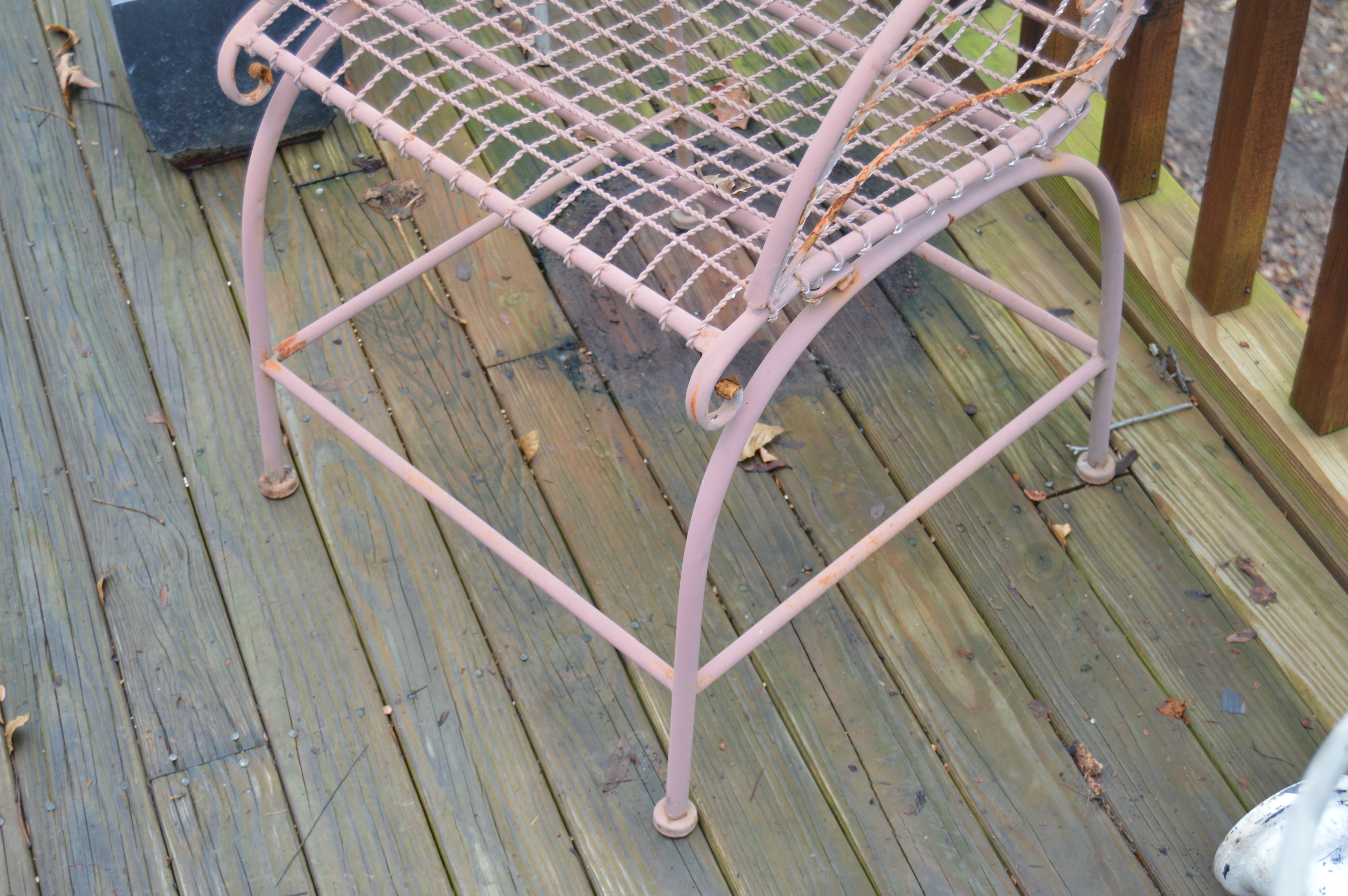 Wrought Iron Outdoor Decor Assortment and Chair