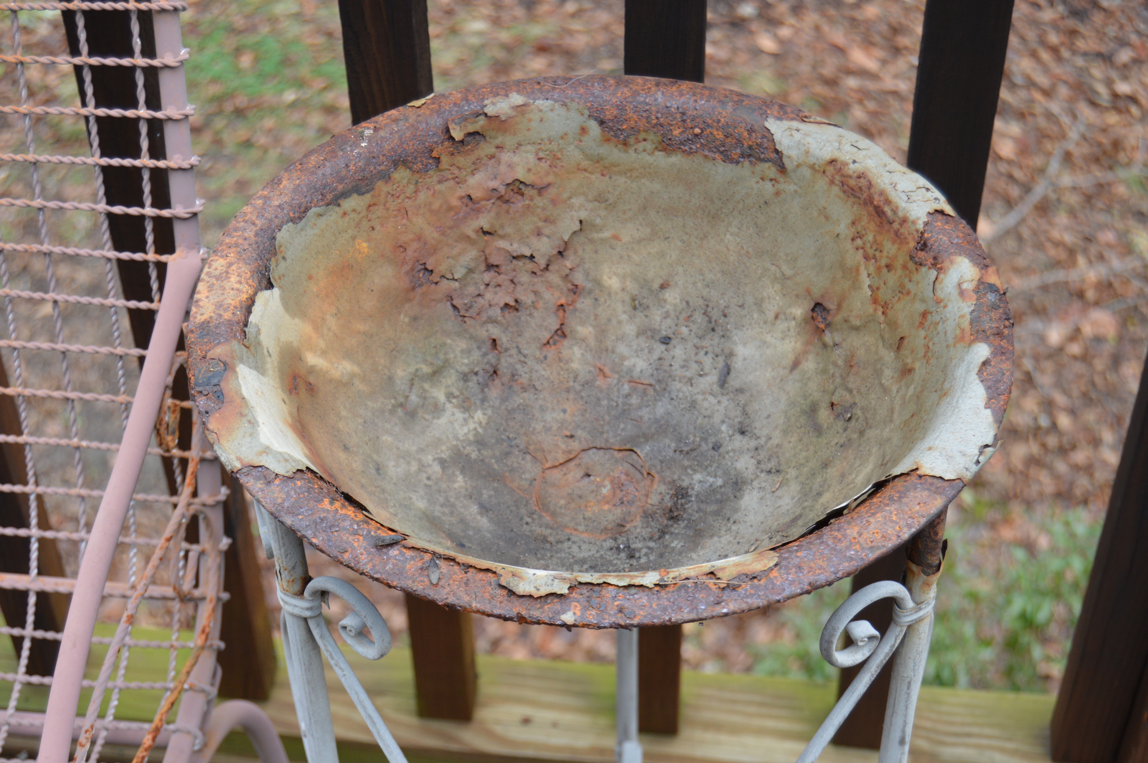 Wrought Iron Outdoor Decor Assortment and Chair