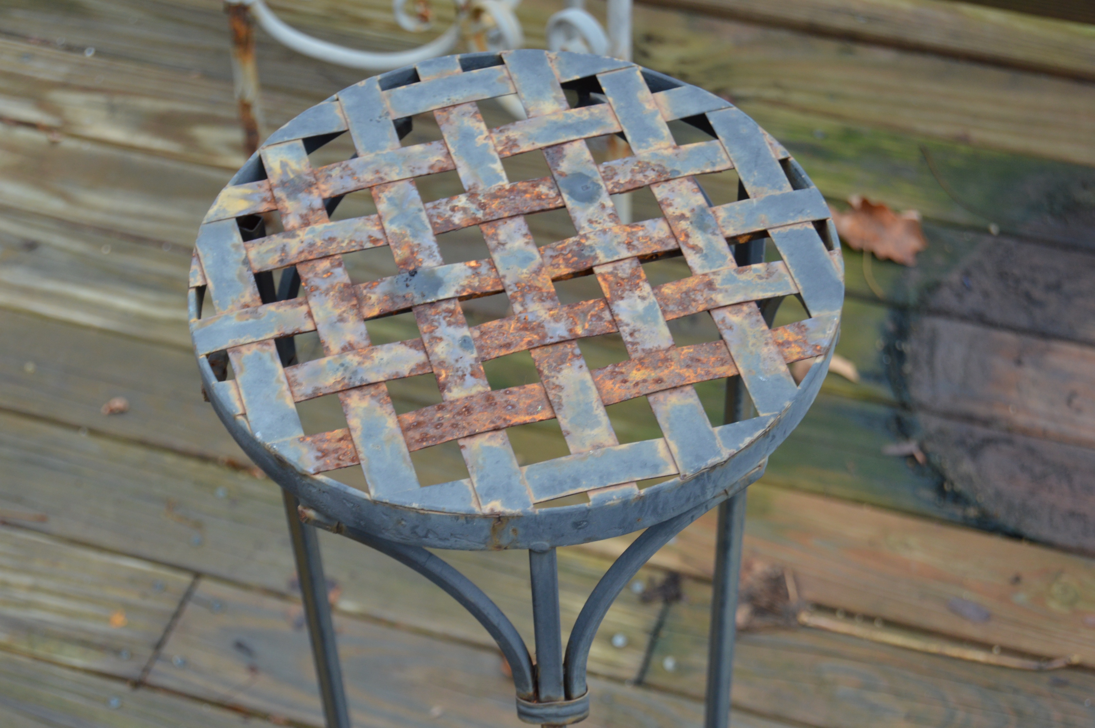 Wrought Iron Outdoor Decor Assortment and Chair