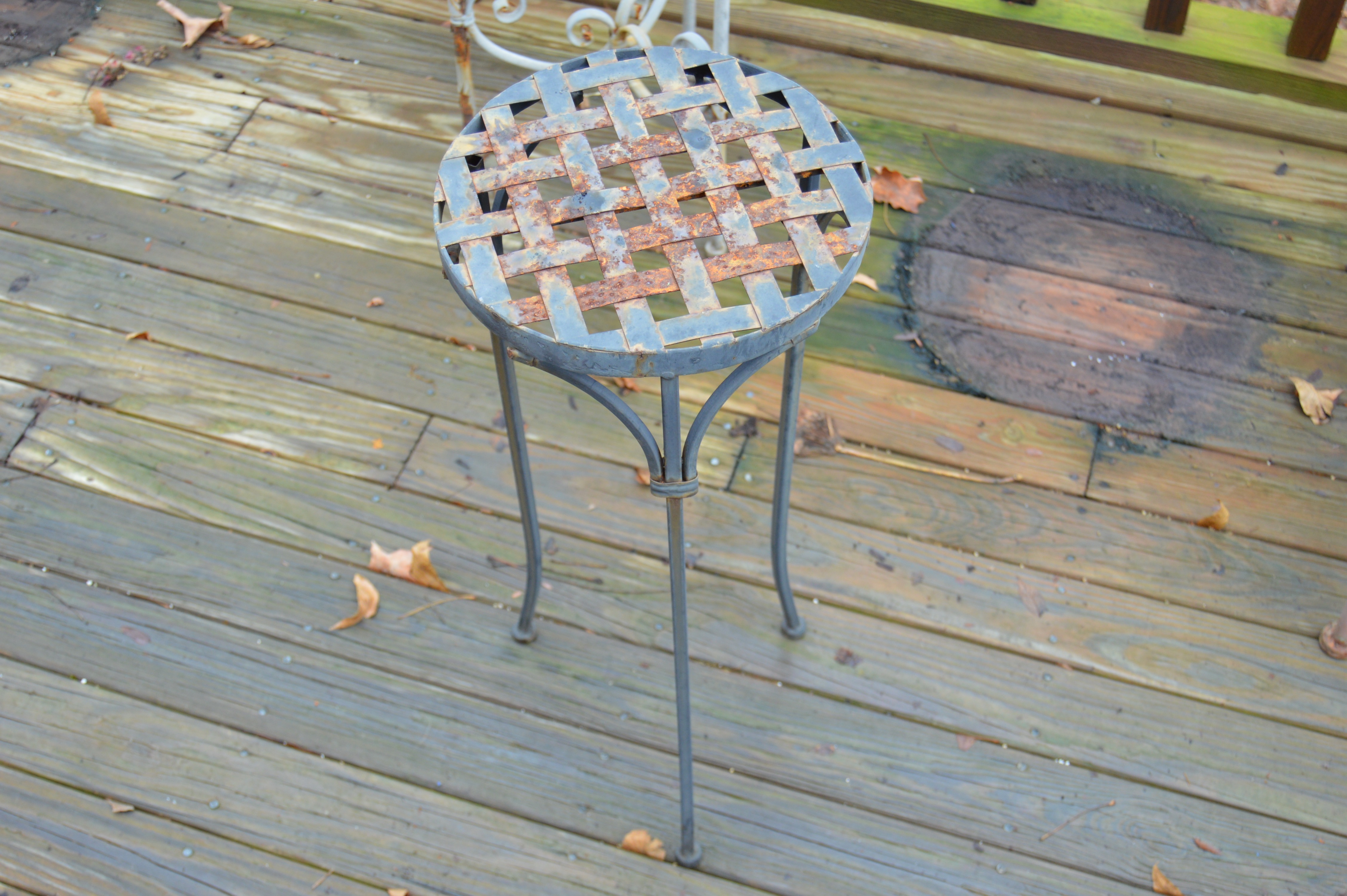 Wrought Iron Outdoor Decor Assortment and Chair