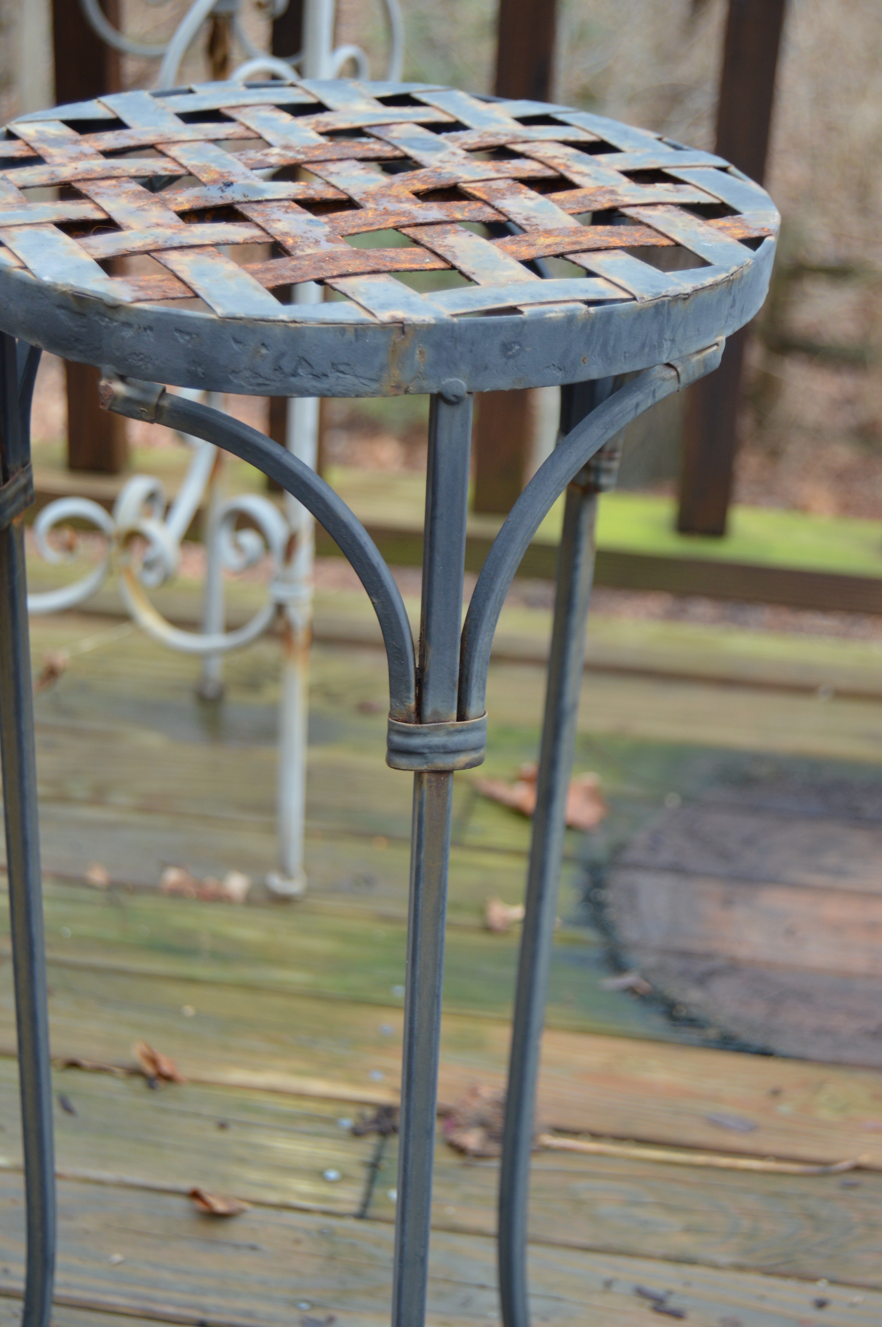 Wrought Iron Outdoor Decor Assortment and Chair