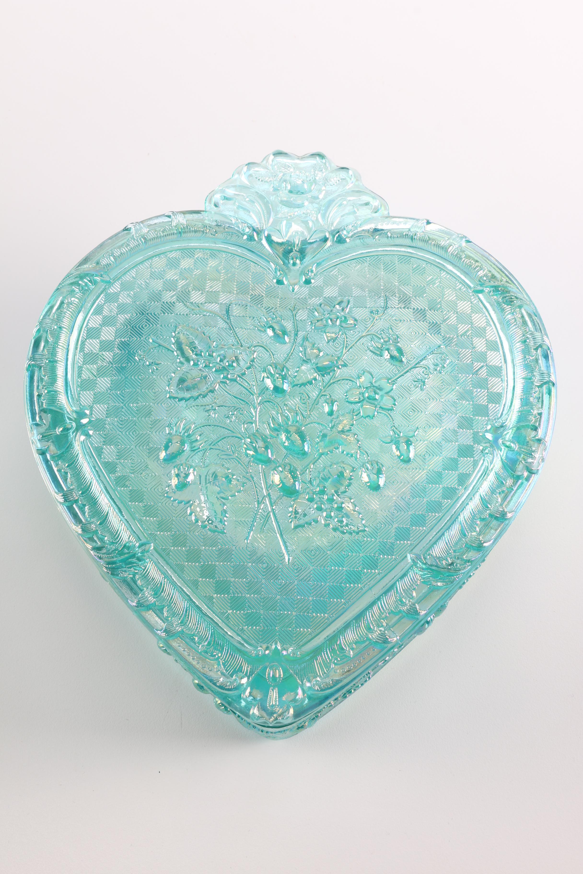Fenton Glass Heart Trinket Box