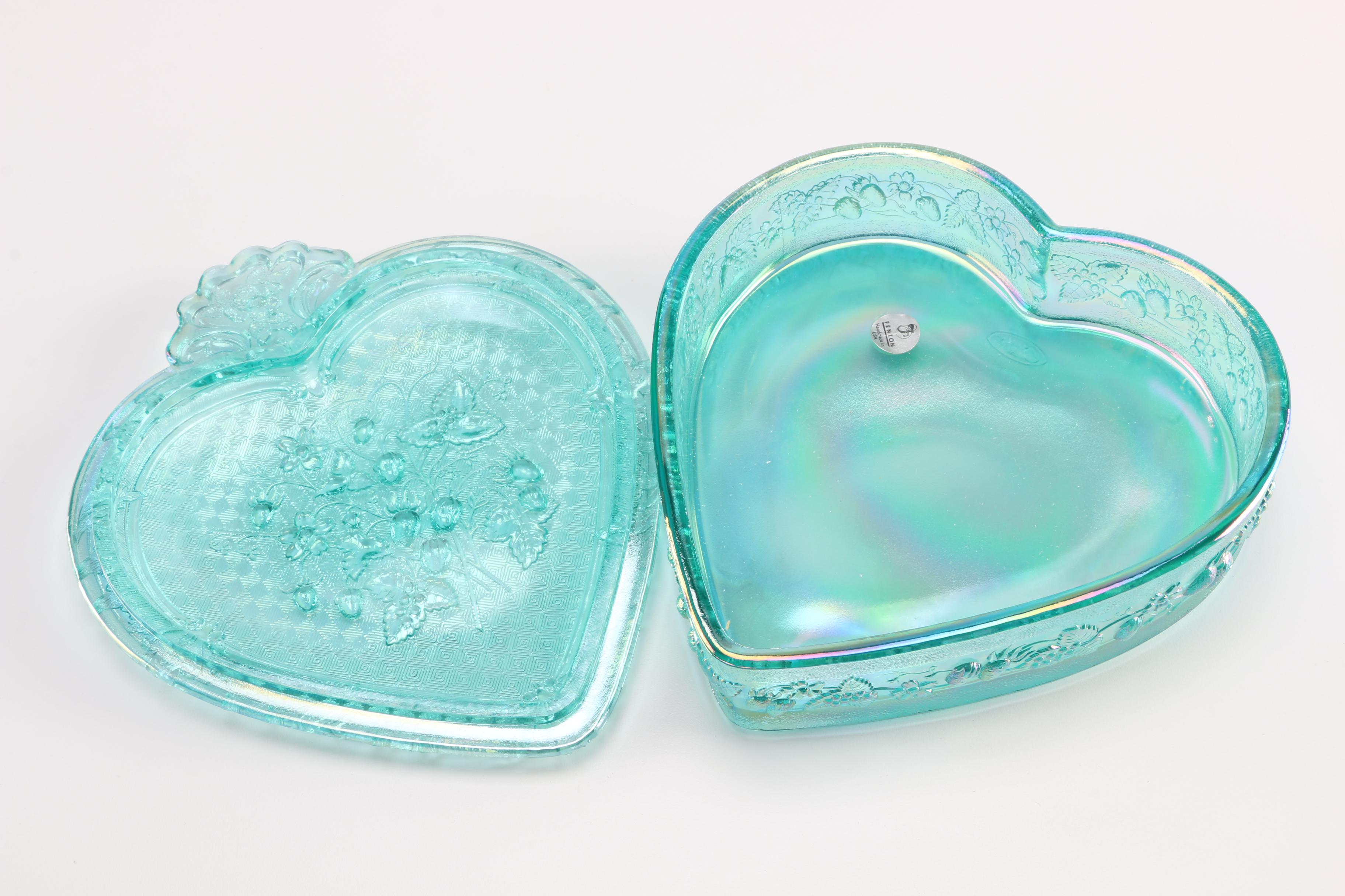 Fenton Glass Heart Trinket Box