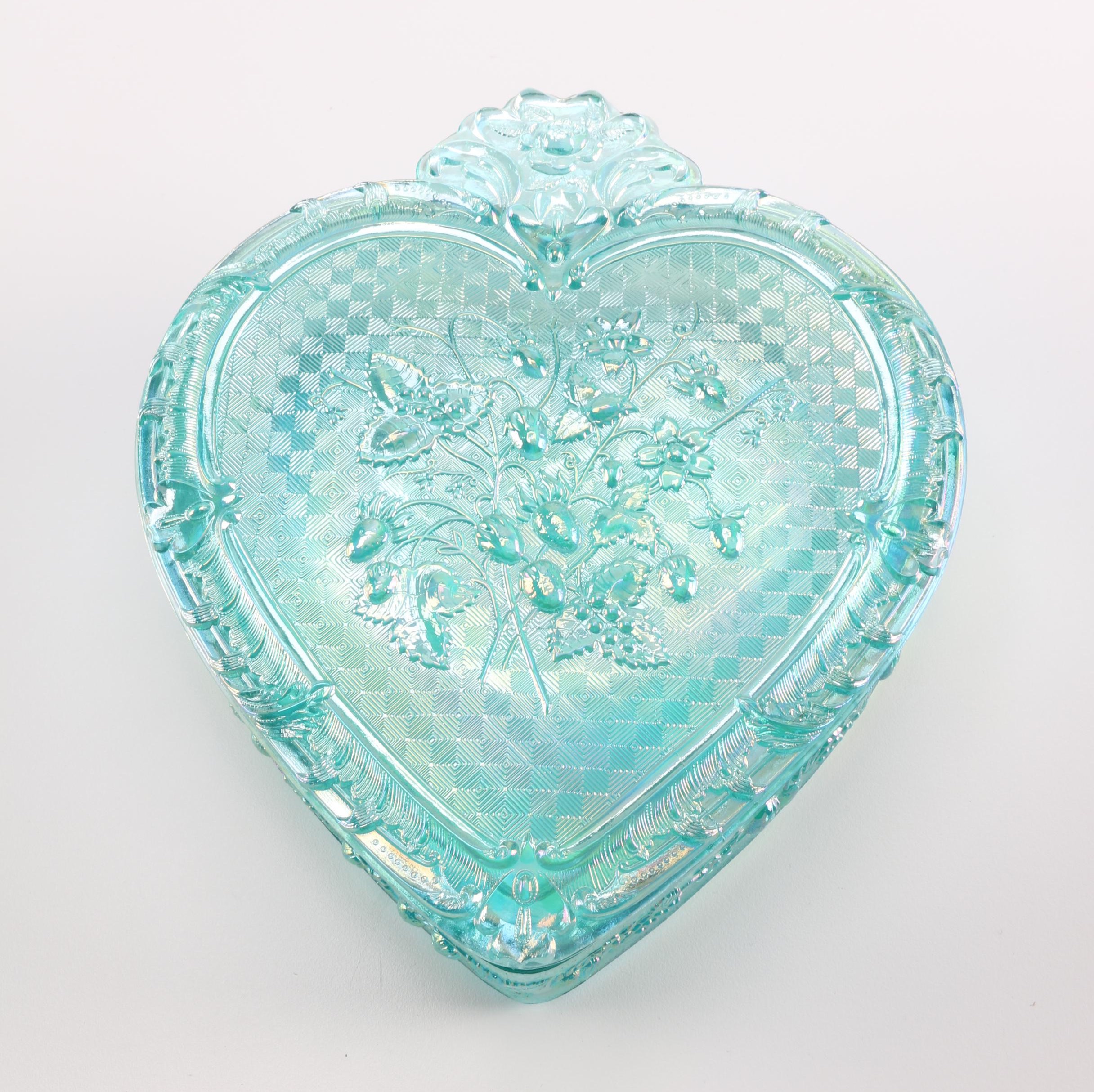 Fenton Glass Heart Trinket Box