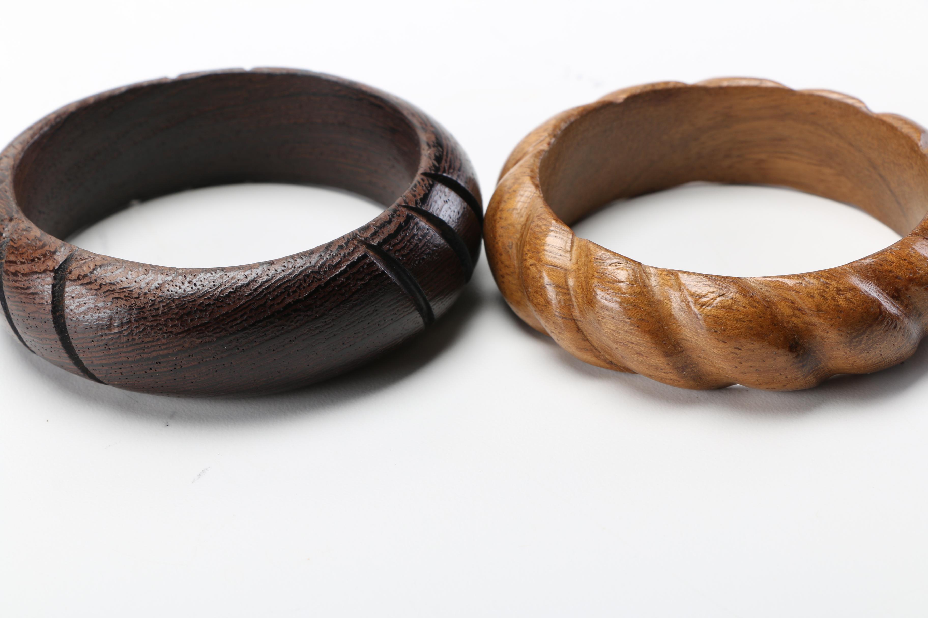 Collection of Wooden Bangle Bracelets