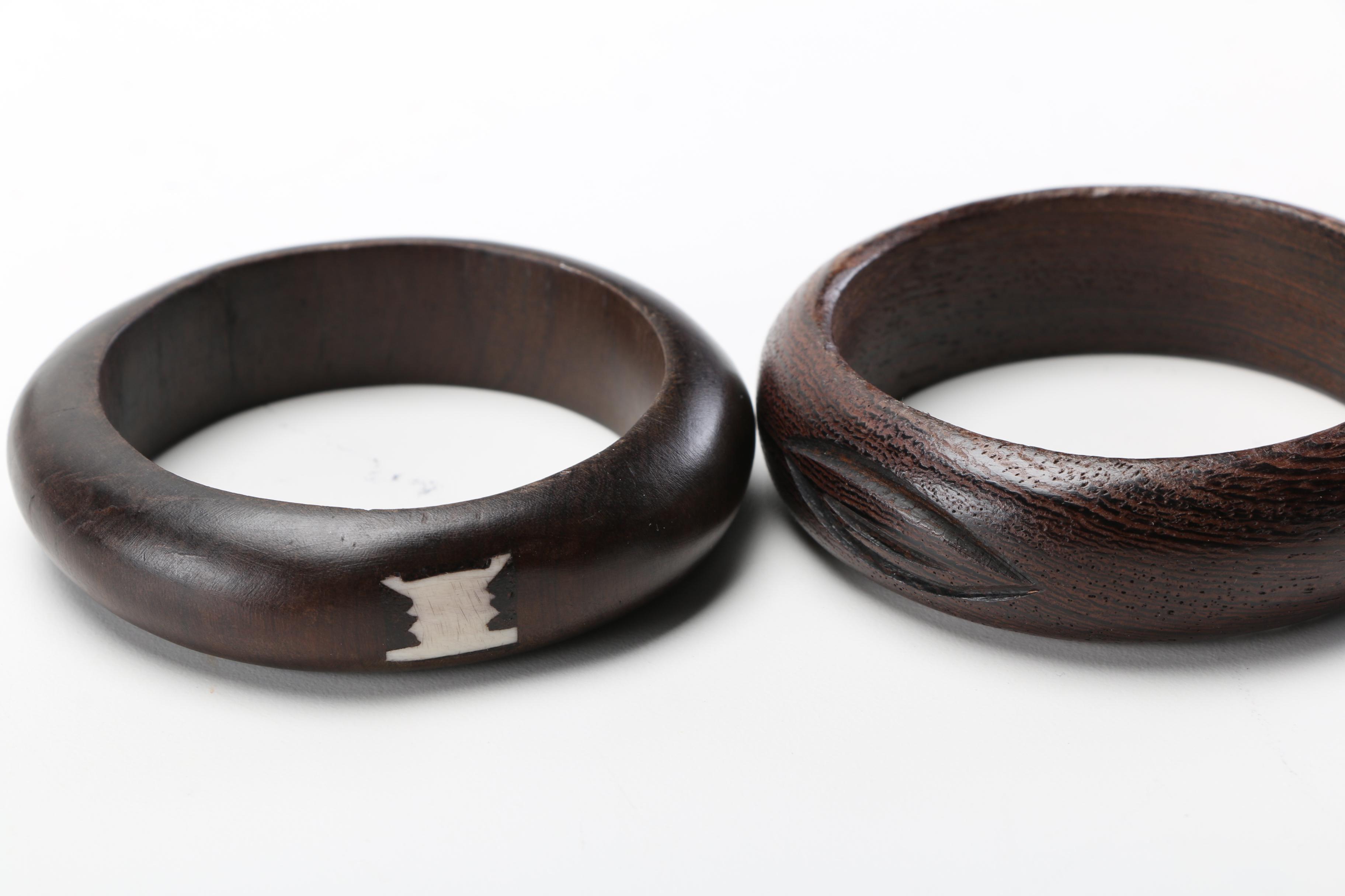Collection of Wooden Bangle Bracelets