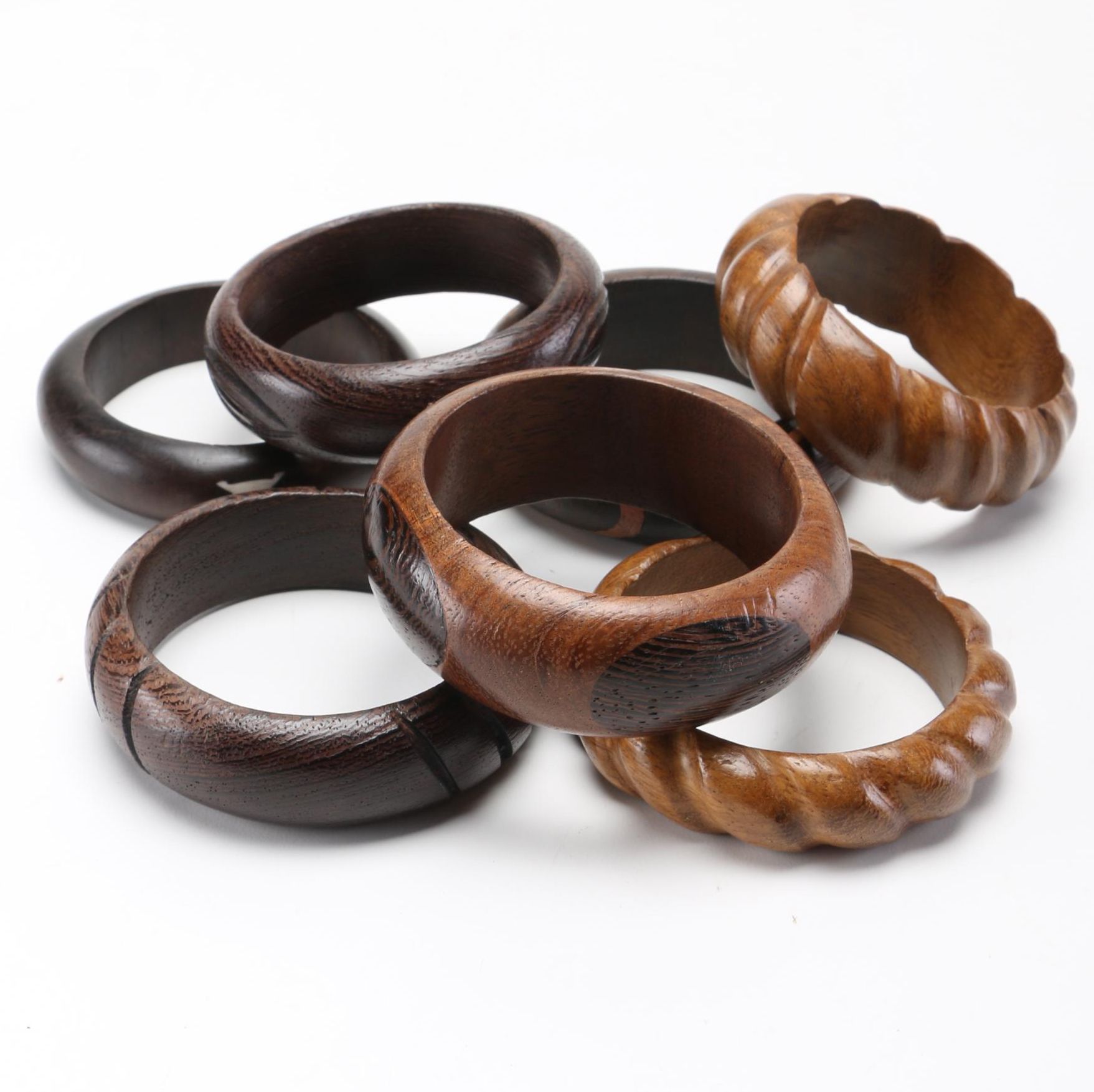 Collection of Wooden Bangle Bracelets