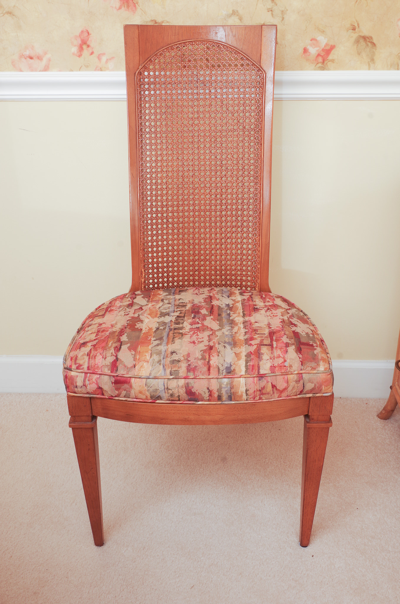 Neoclassical Style Dining Table With Six Cane Backl Chairs