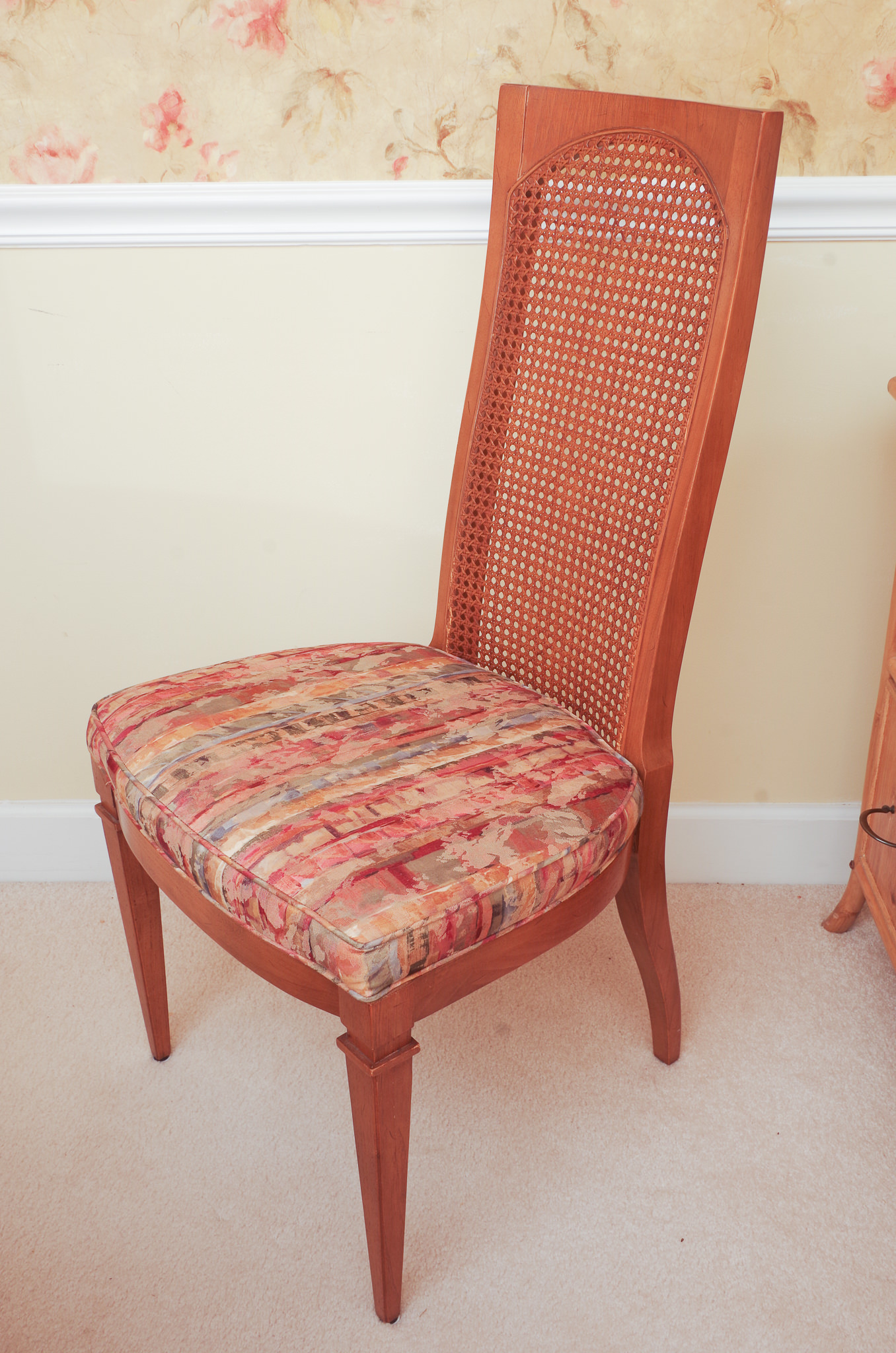 Neoclassical Style Dining Table With Six Cane Backl Chairs