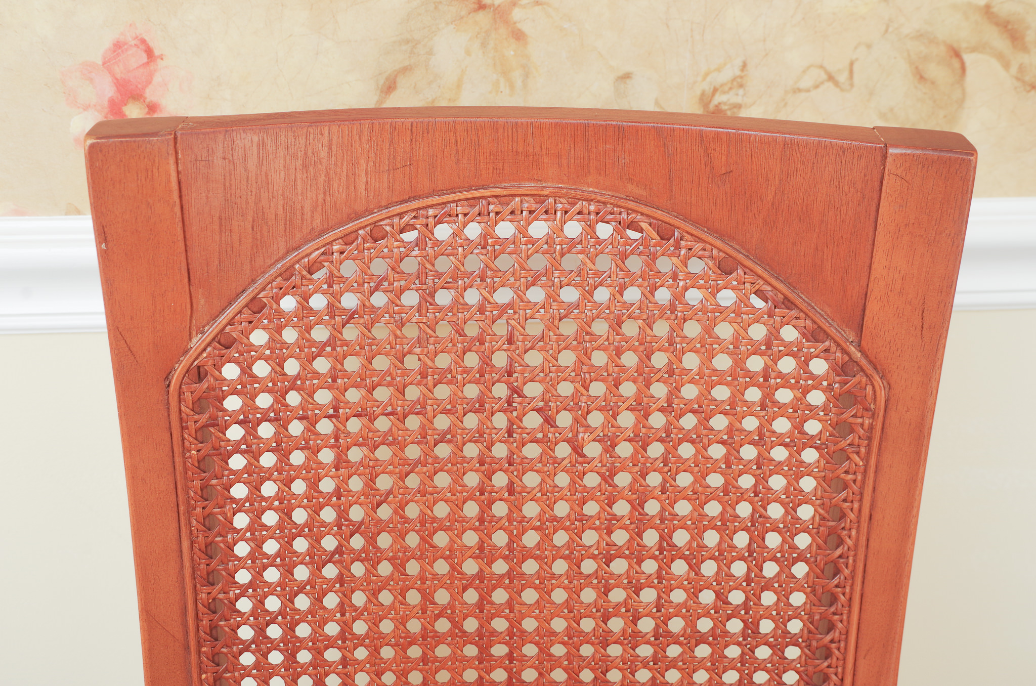 Neoclassical Style Dining Table With Six Cane Backl Chairs