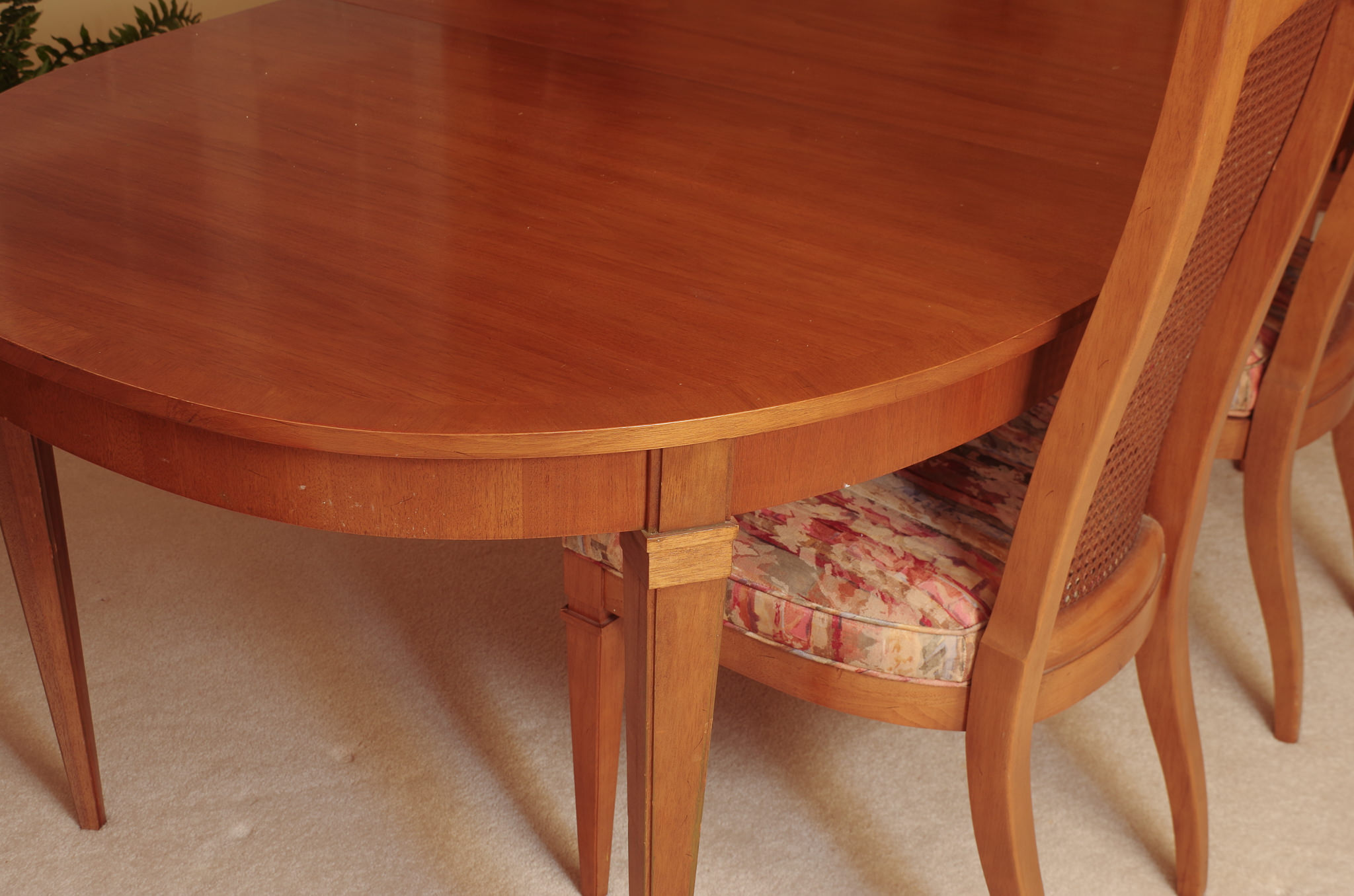 Neoclassical Style Dining Table With Six Cane Backl Chairs