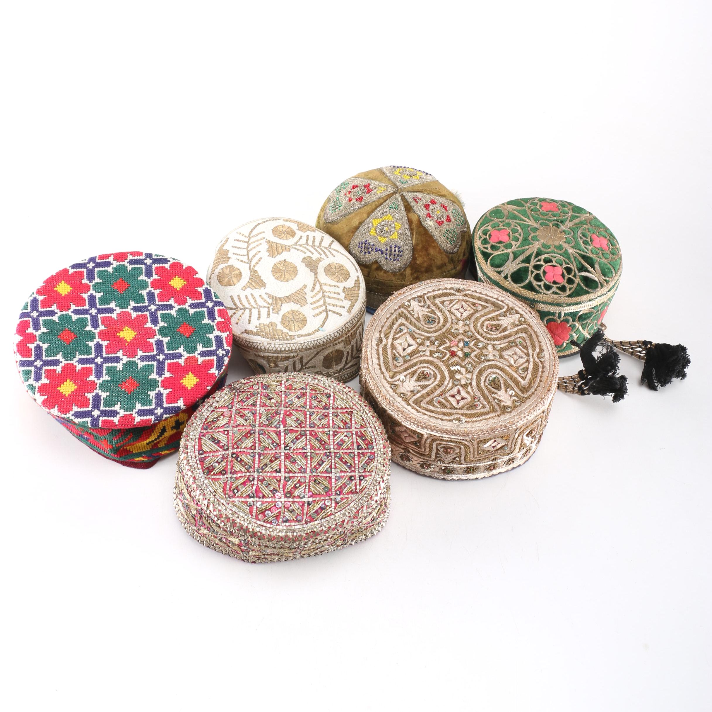 Collection of Six Handmade Middle East Hats