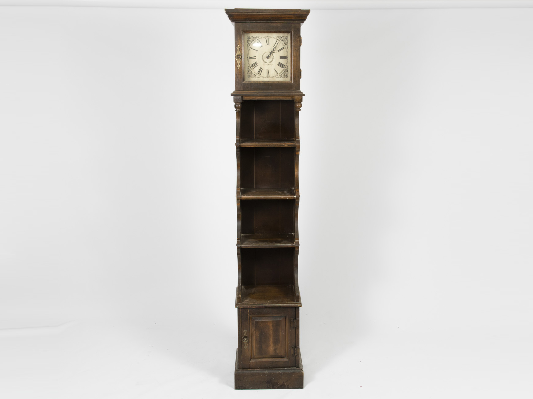 Poplar Tall Case Clock With Shelving