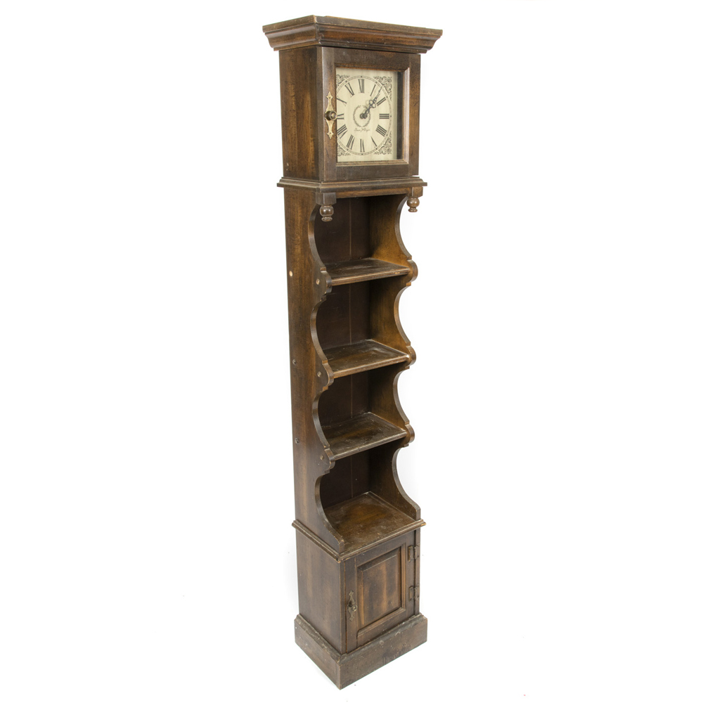 Poplar Tall Case Clock With Shelving