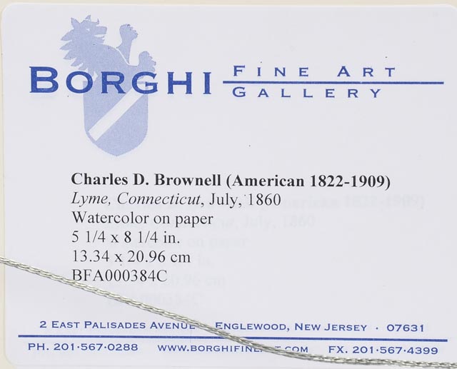 Charles DeWolf Brownell Original 1860 Watercolor "Lyme, Connecticut"