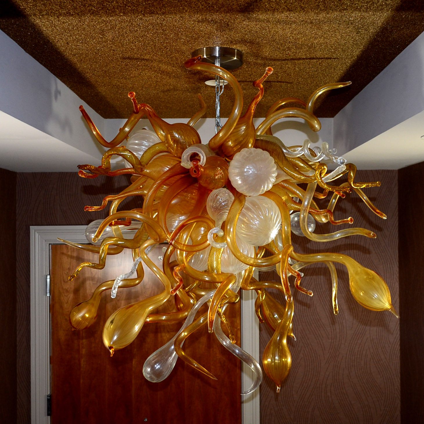 Large Hand Blown Italian Art Glass Ceiling Light Fixture