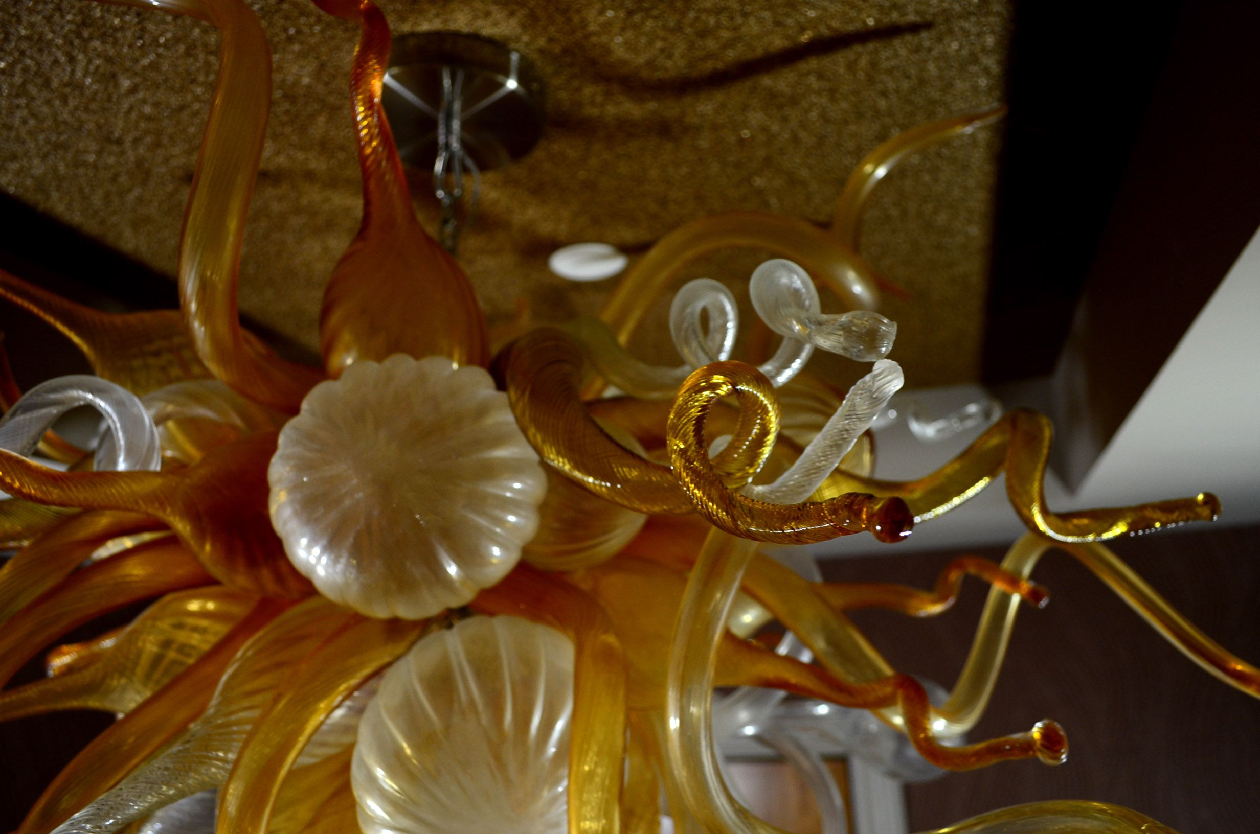 Large Hand Blown Italian Art Glass Ceiling Light Fixture