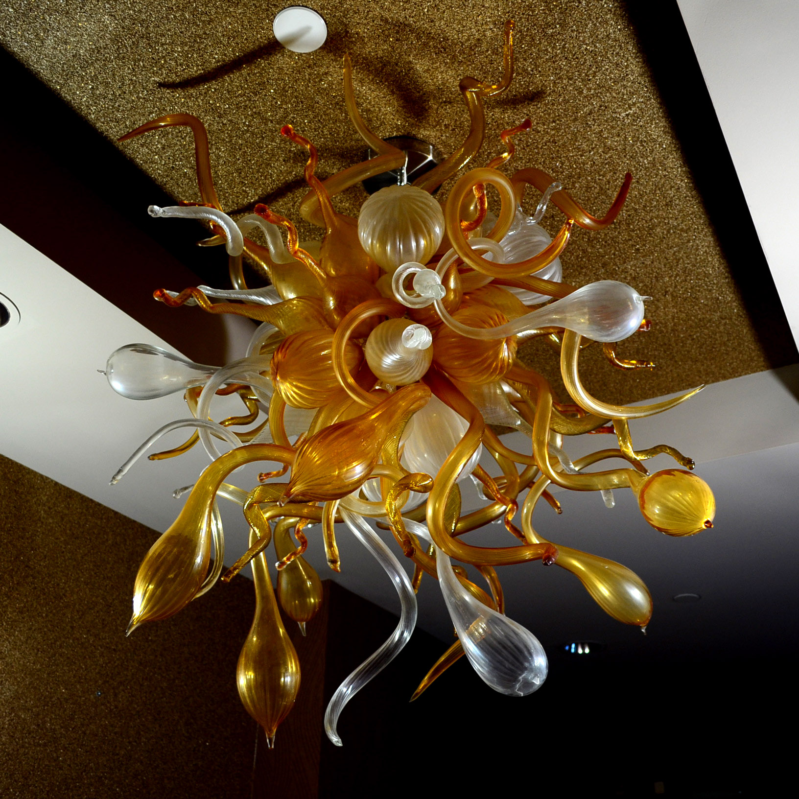 Large Hand Blown Italian Art Glass Ceiling Light Fixture