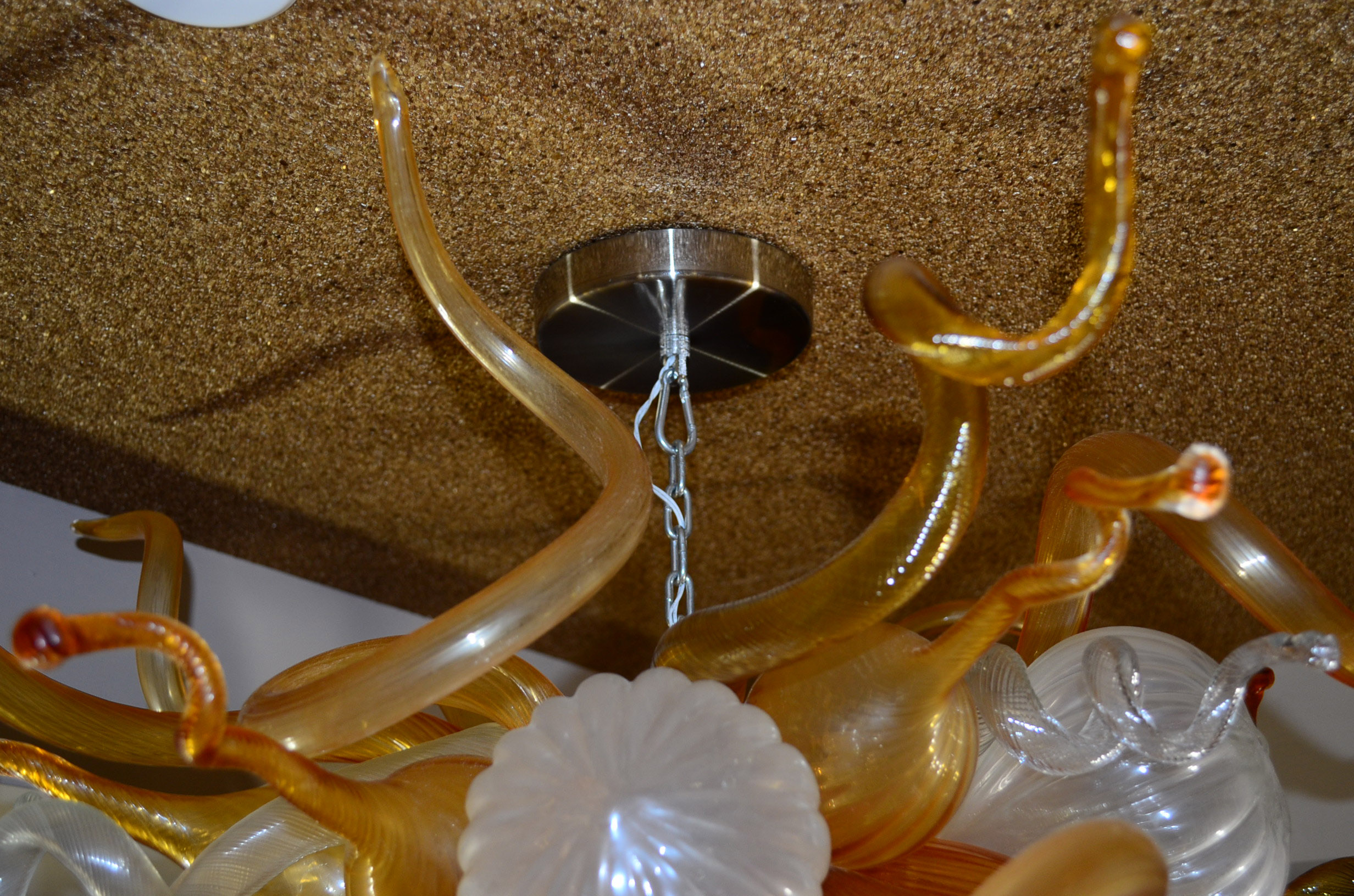 Large Hand Blown Italian Art Glass Ceiling Light Fixture