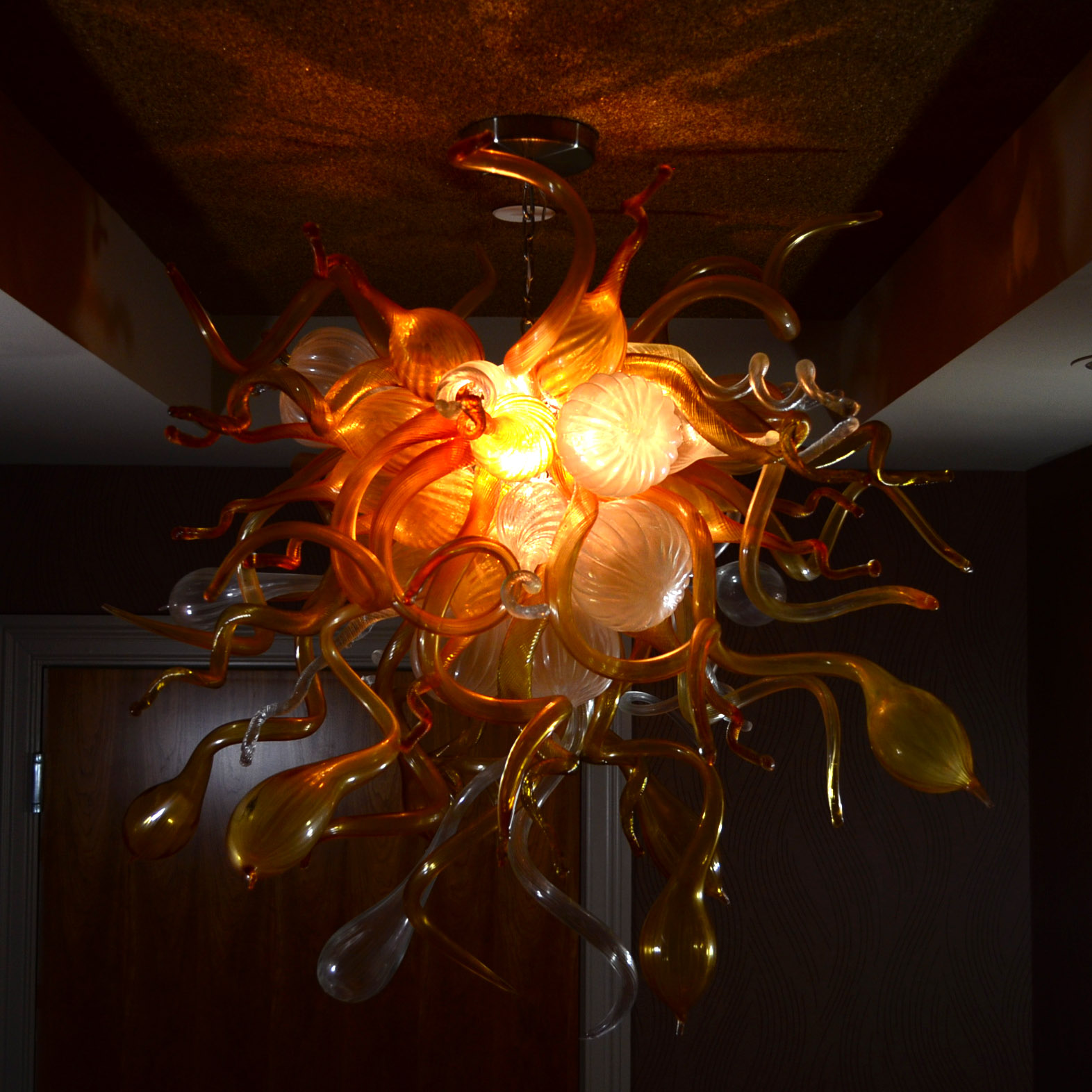 Large Hand Blown Italian Art Glass Ceiling Light Fixture