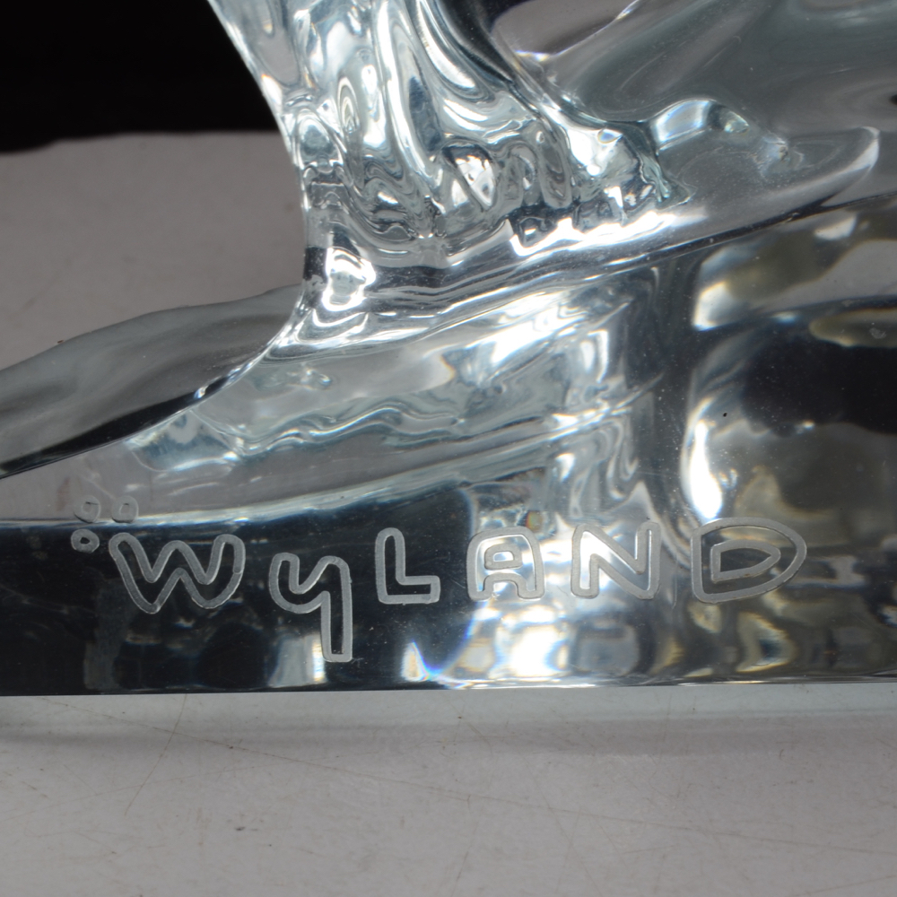 Robert Wyland Lucite Dolphin Sculpture