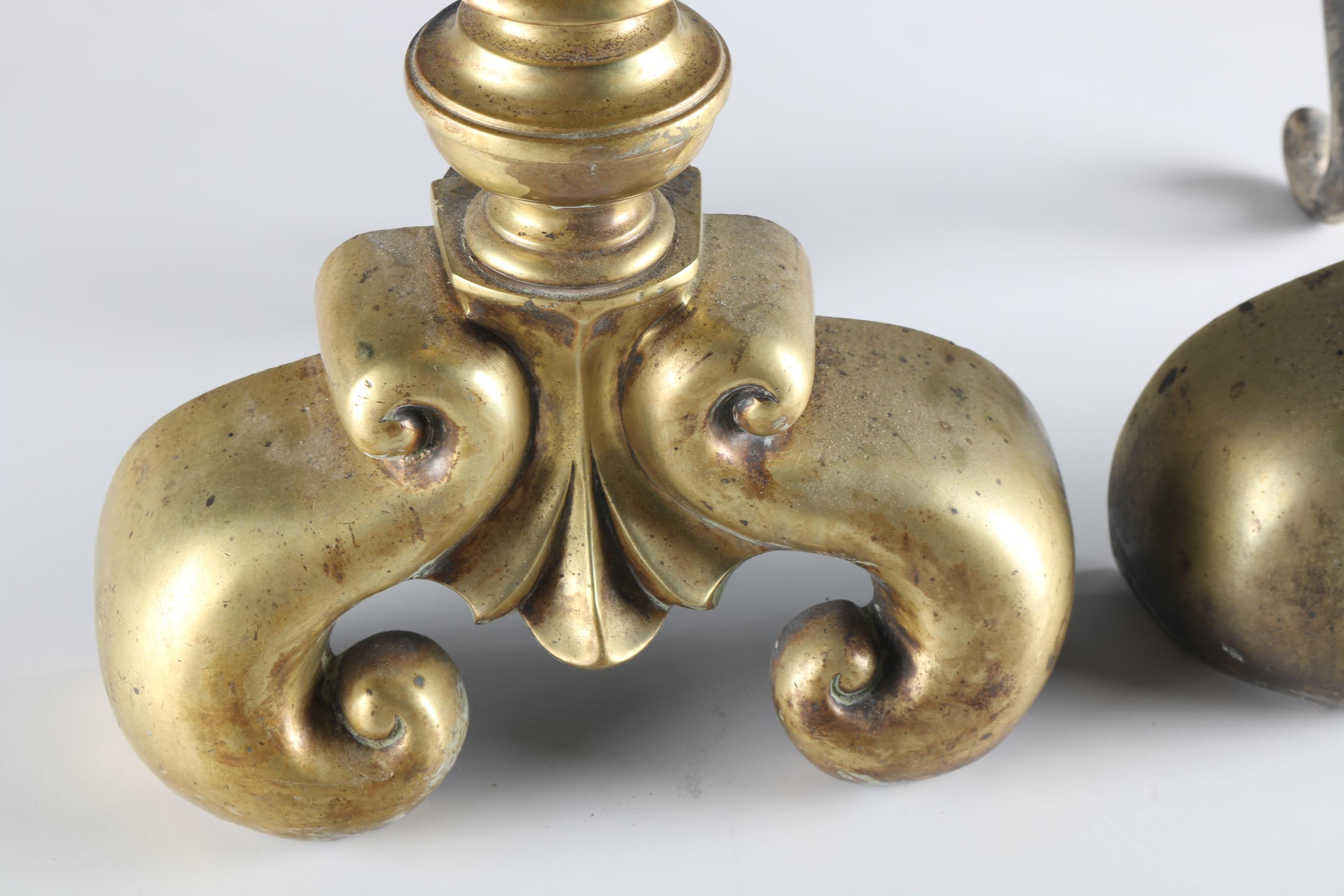 Pair of Antique Brass Fireplace Andirons