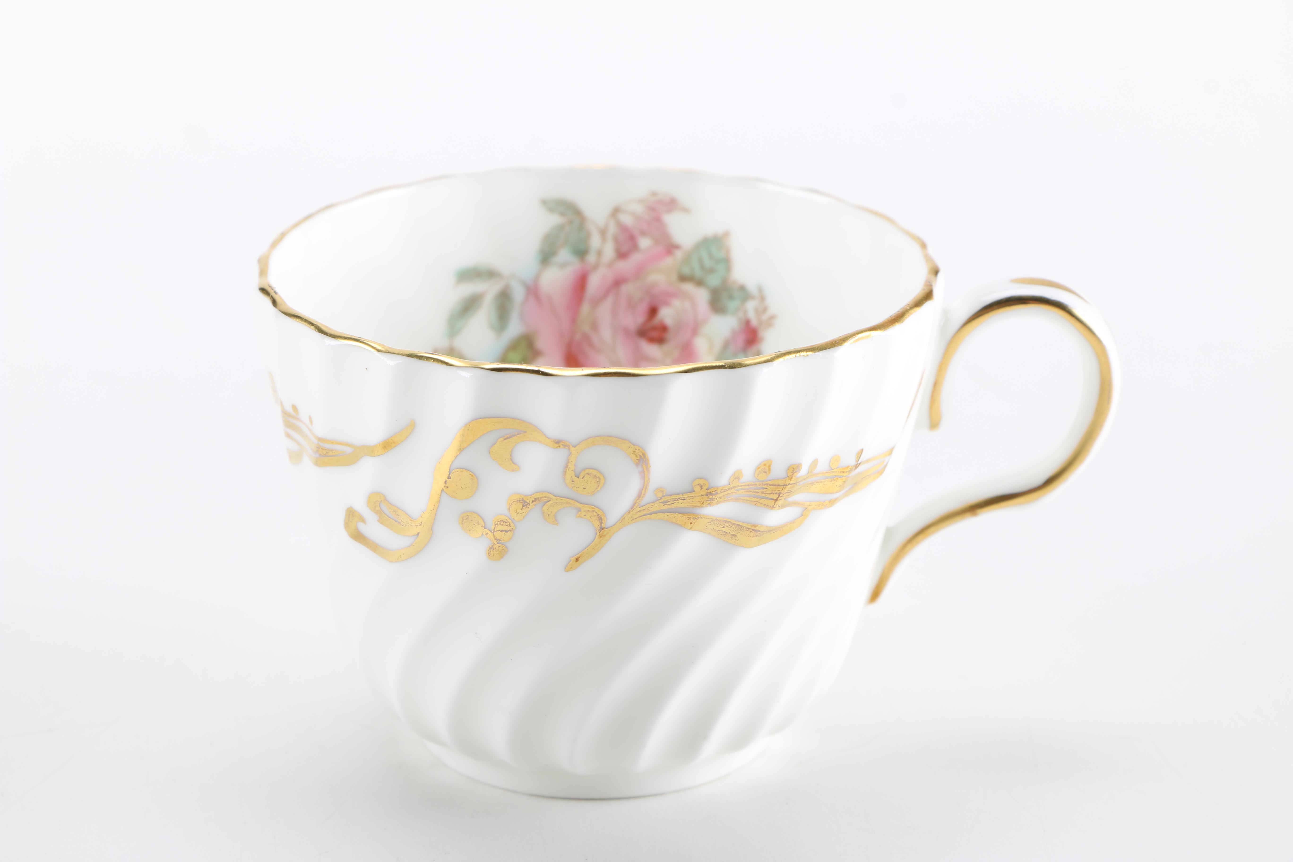 Aynsley Swirling Pink Rose Bone China Tea Set