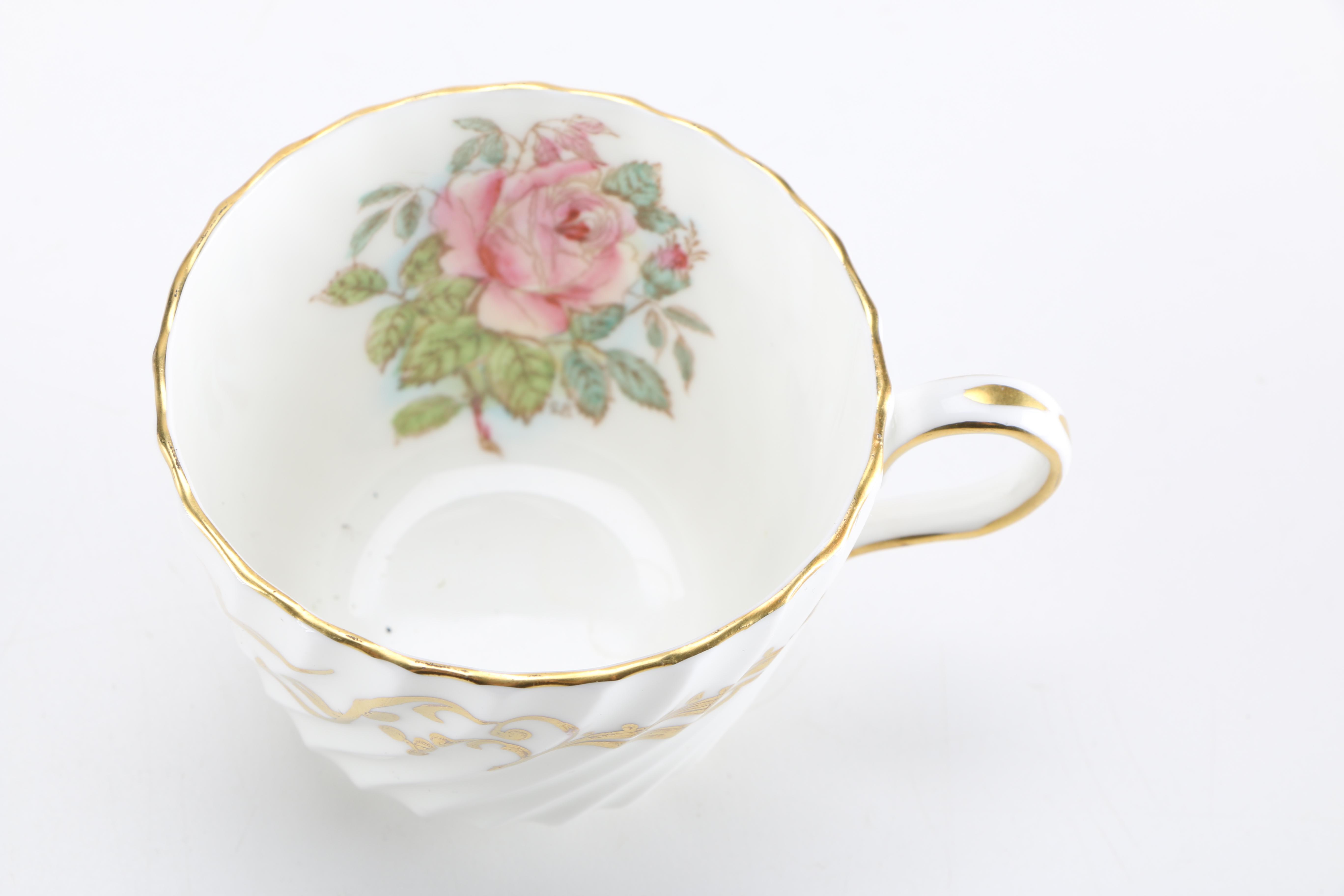 Aynsley Swirling Pink Rose Bone China Tea Set