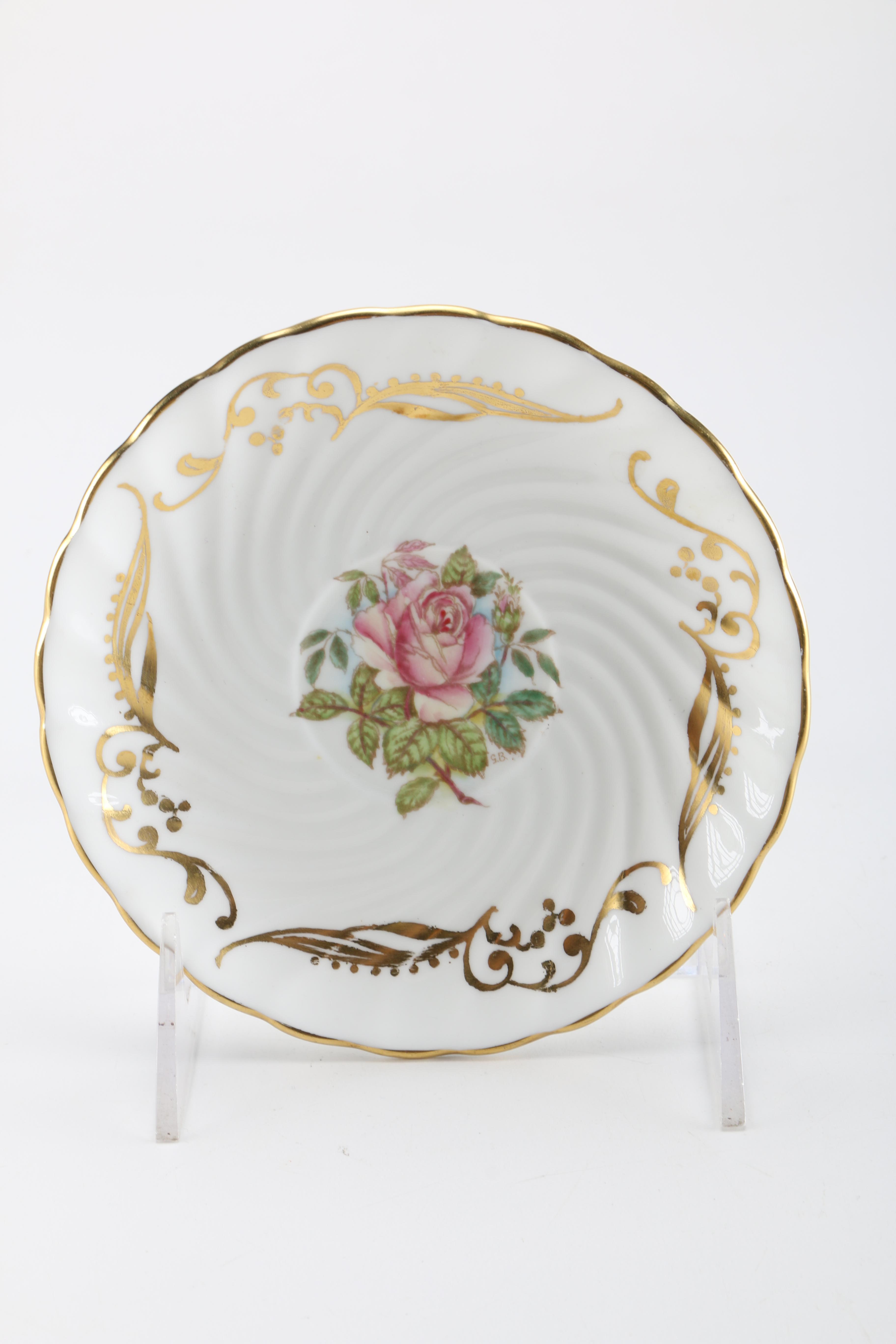 Aynsley Swirling Pink Rose Bone China Tea Set