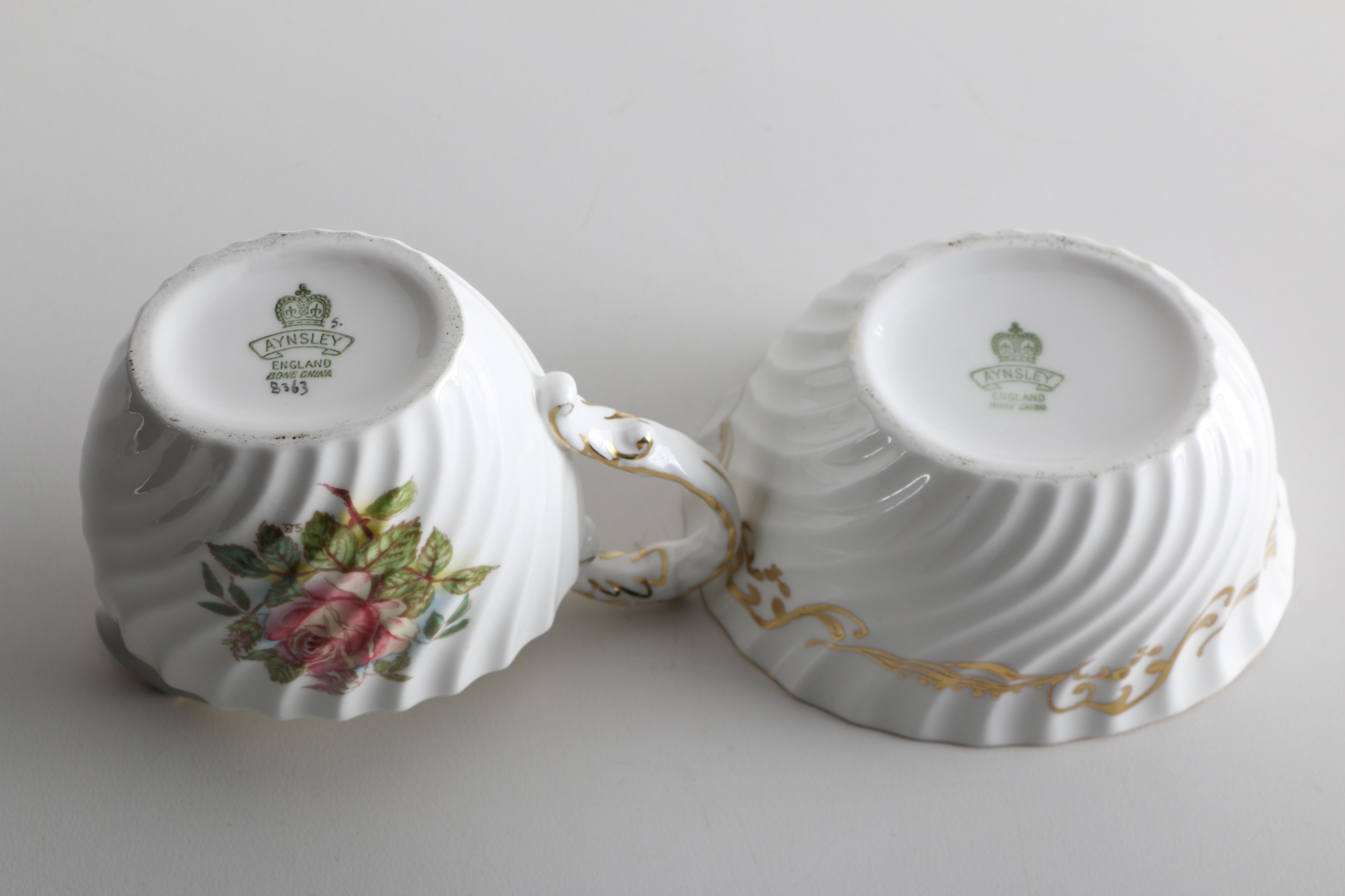 Aynsley Swirling Pink Rose Bone China Tea Set